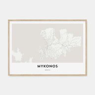 Mykonos Map Landscape Poster