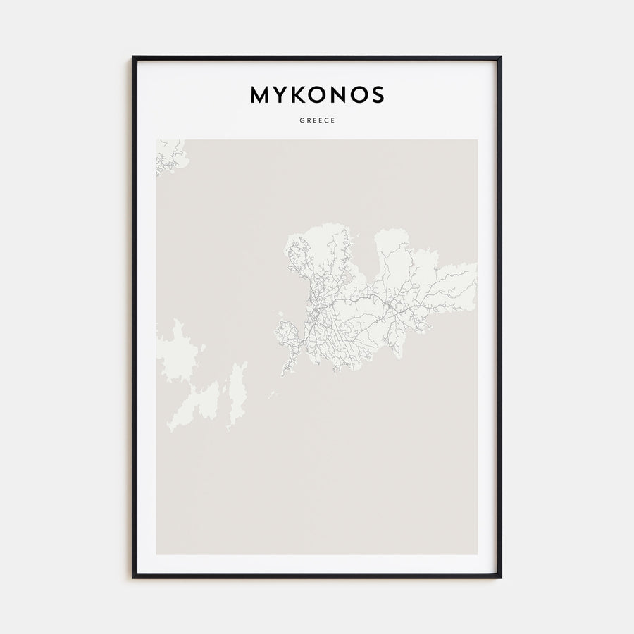 Mykonos Map Portrait Poster