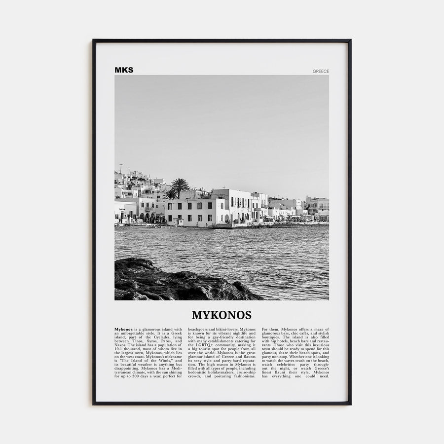 Mykonos Travel B&W Poster