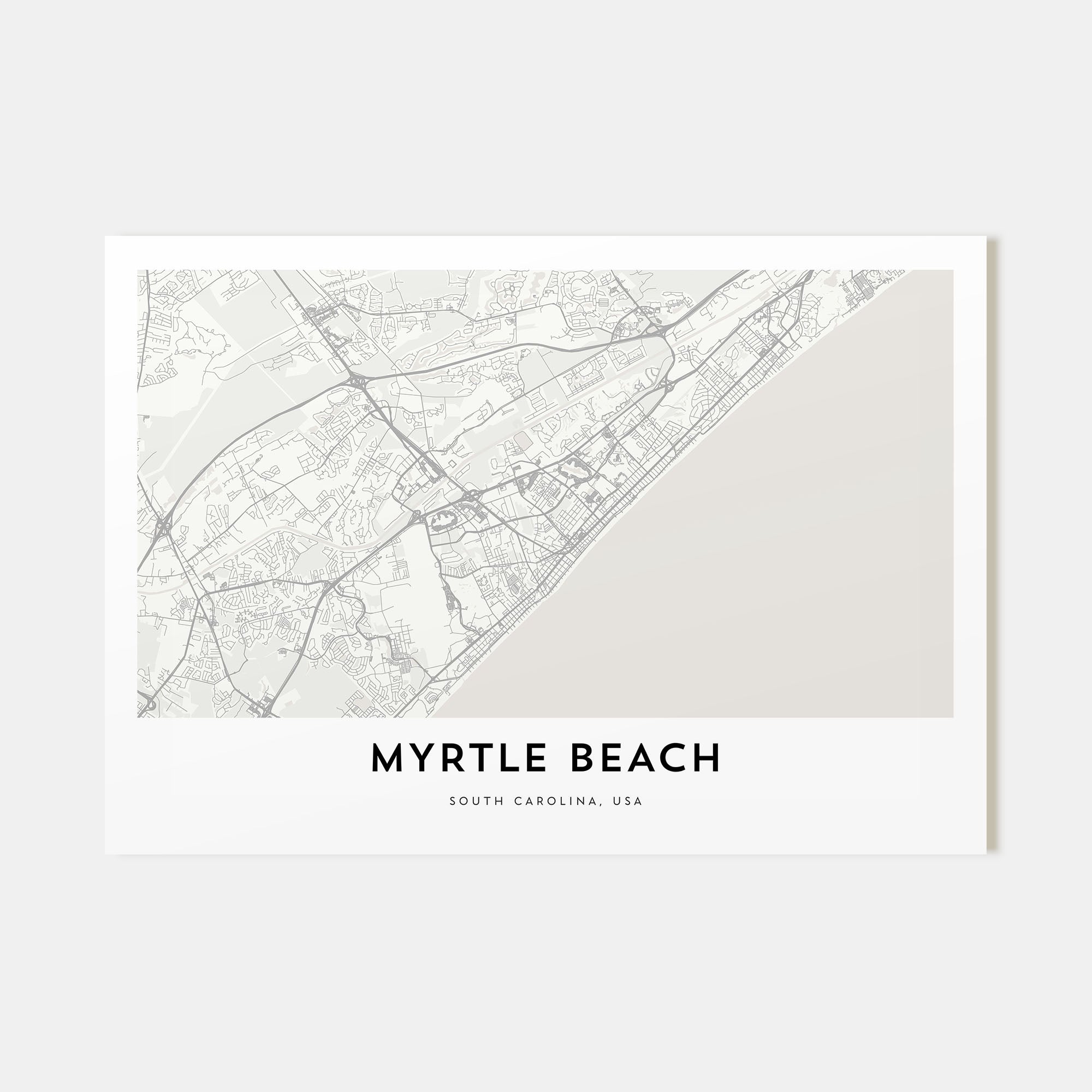 Myrtle Beach Map Landscape Poster