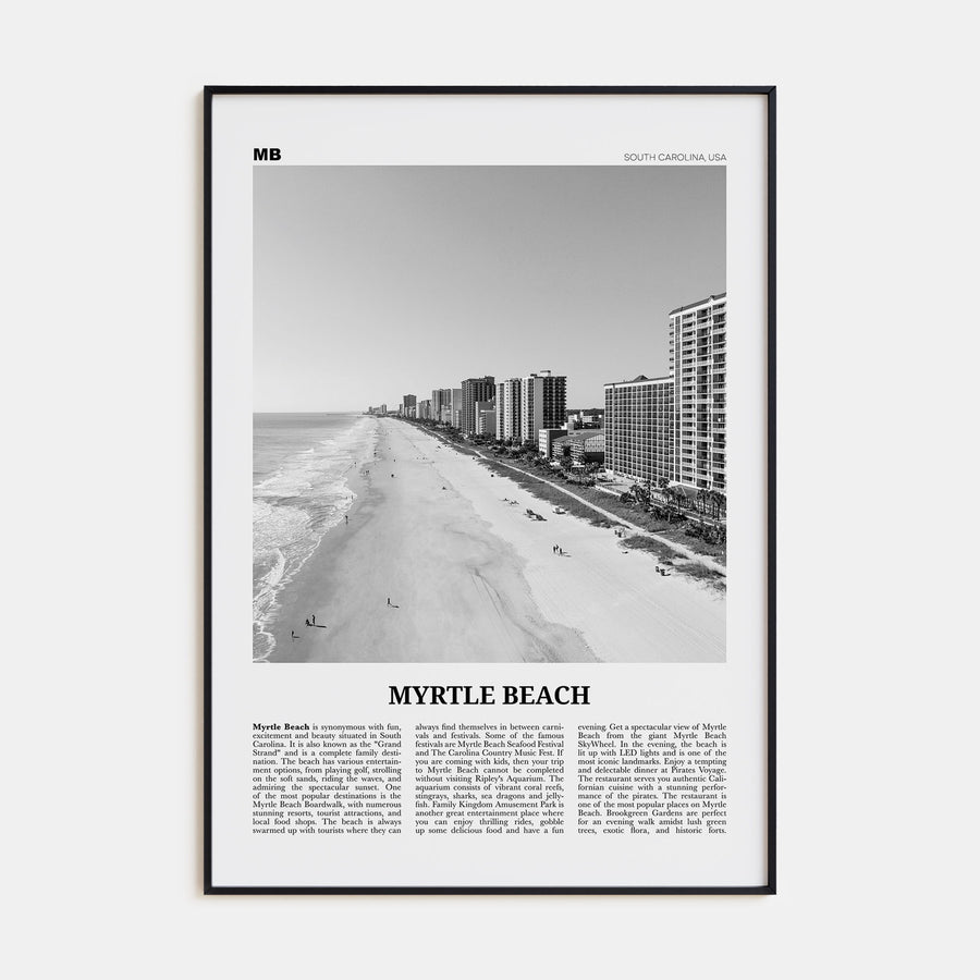 Myrtle Beach Travel B&W Poster