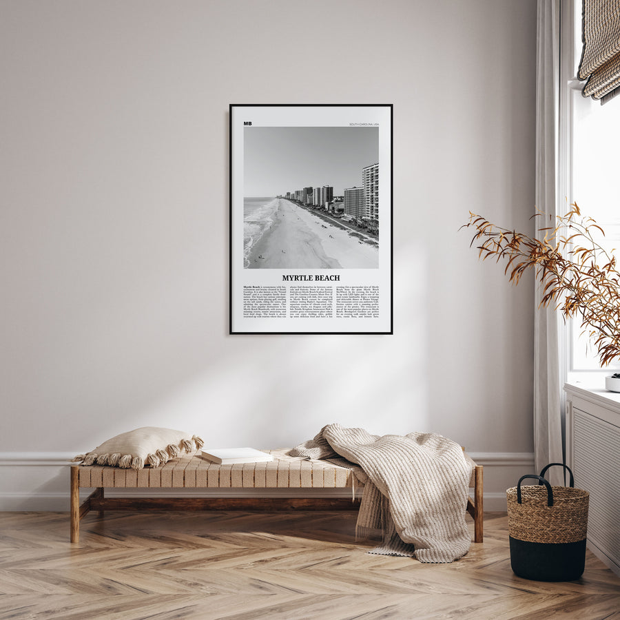 Myrtle Beach Travel B&W Poster