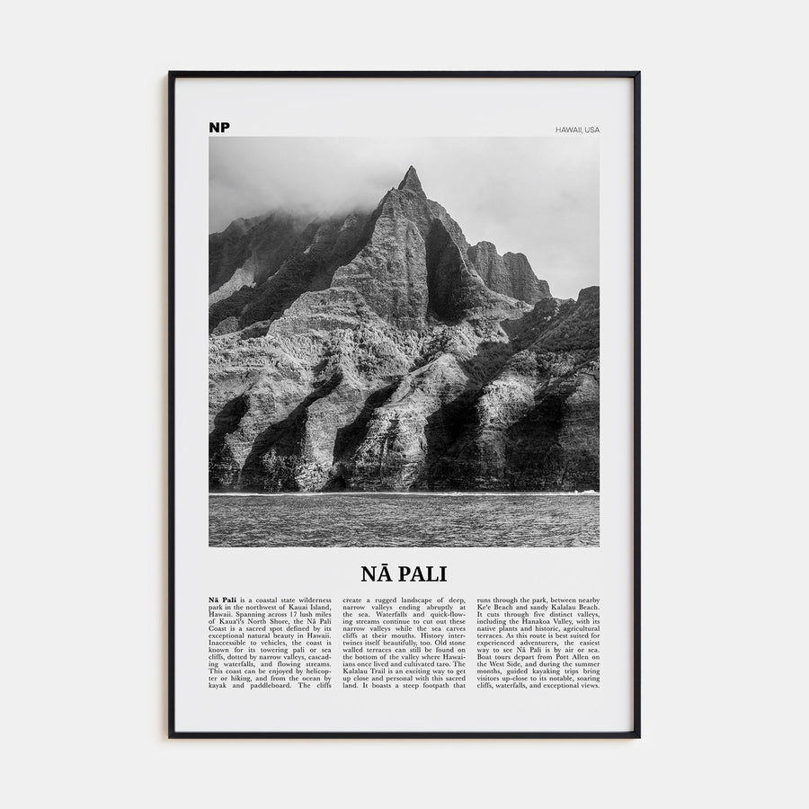 Nā Pali Travel B&W Poster