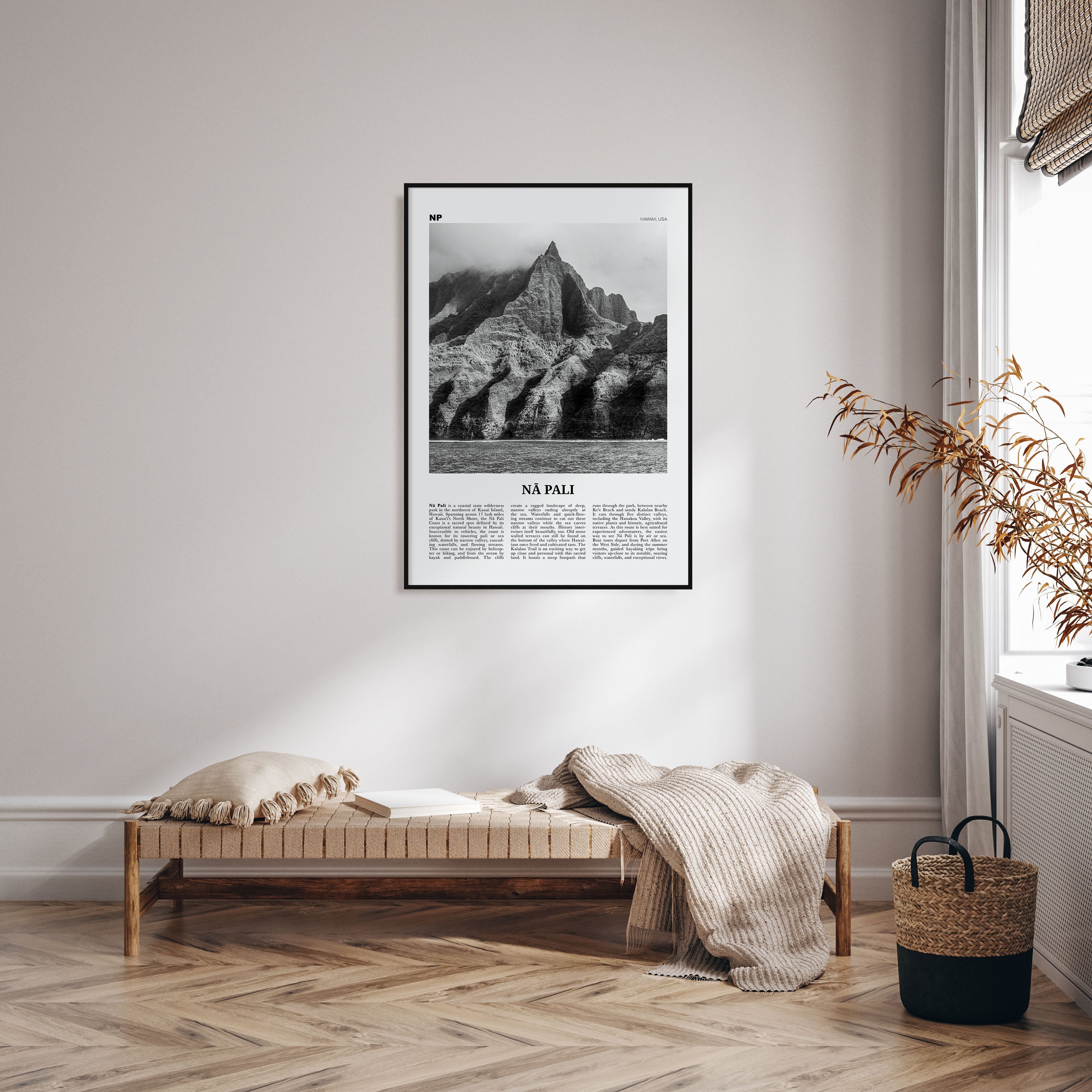 Nā Pali Travel B&W Poster