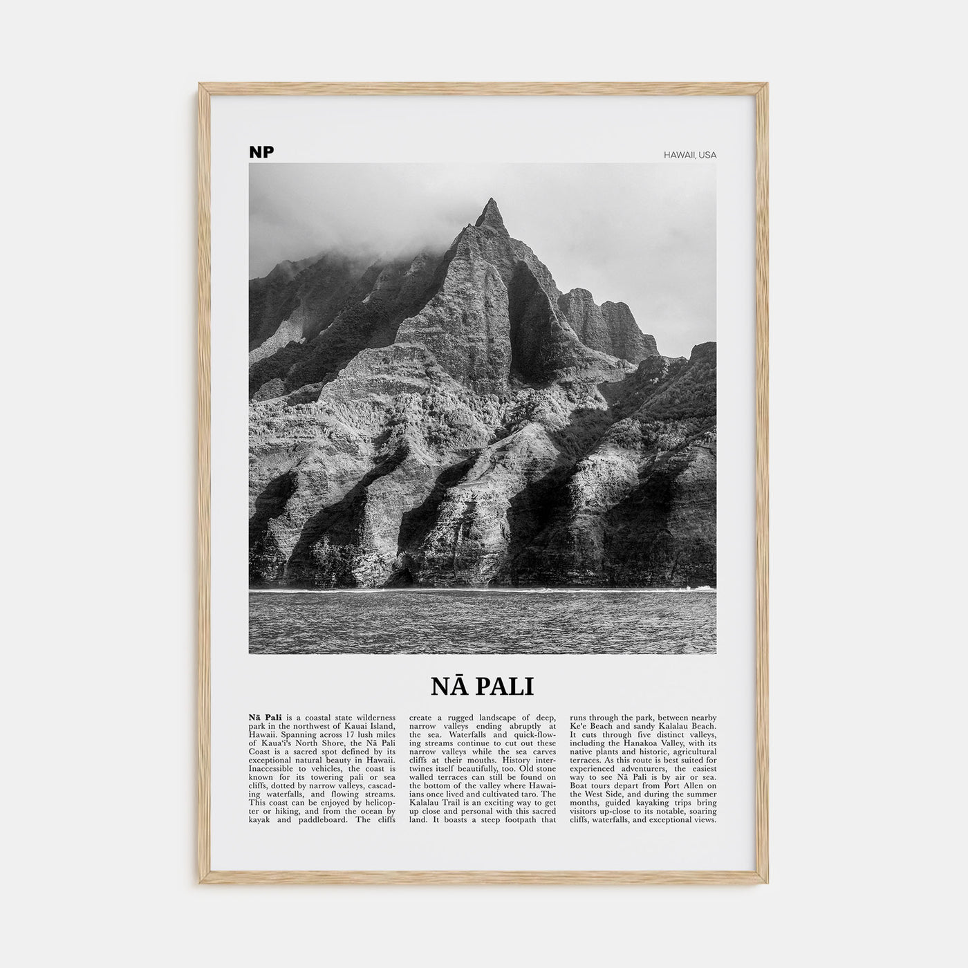 Nā Pali Travel B&W Poster