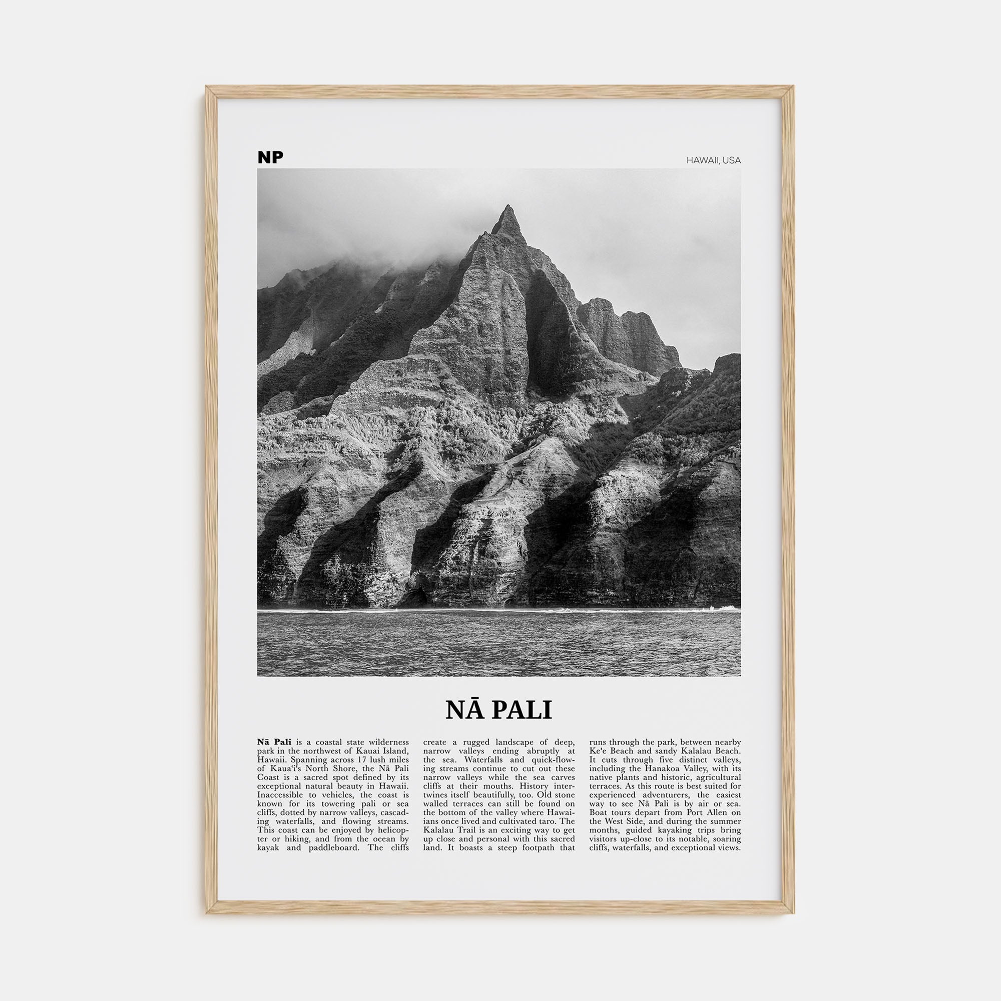 Nā Pali Travel B&W Poster