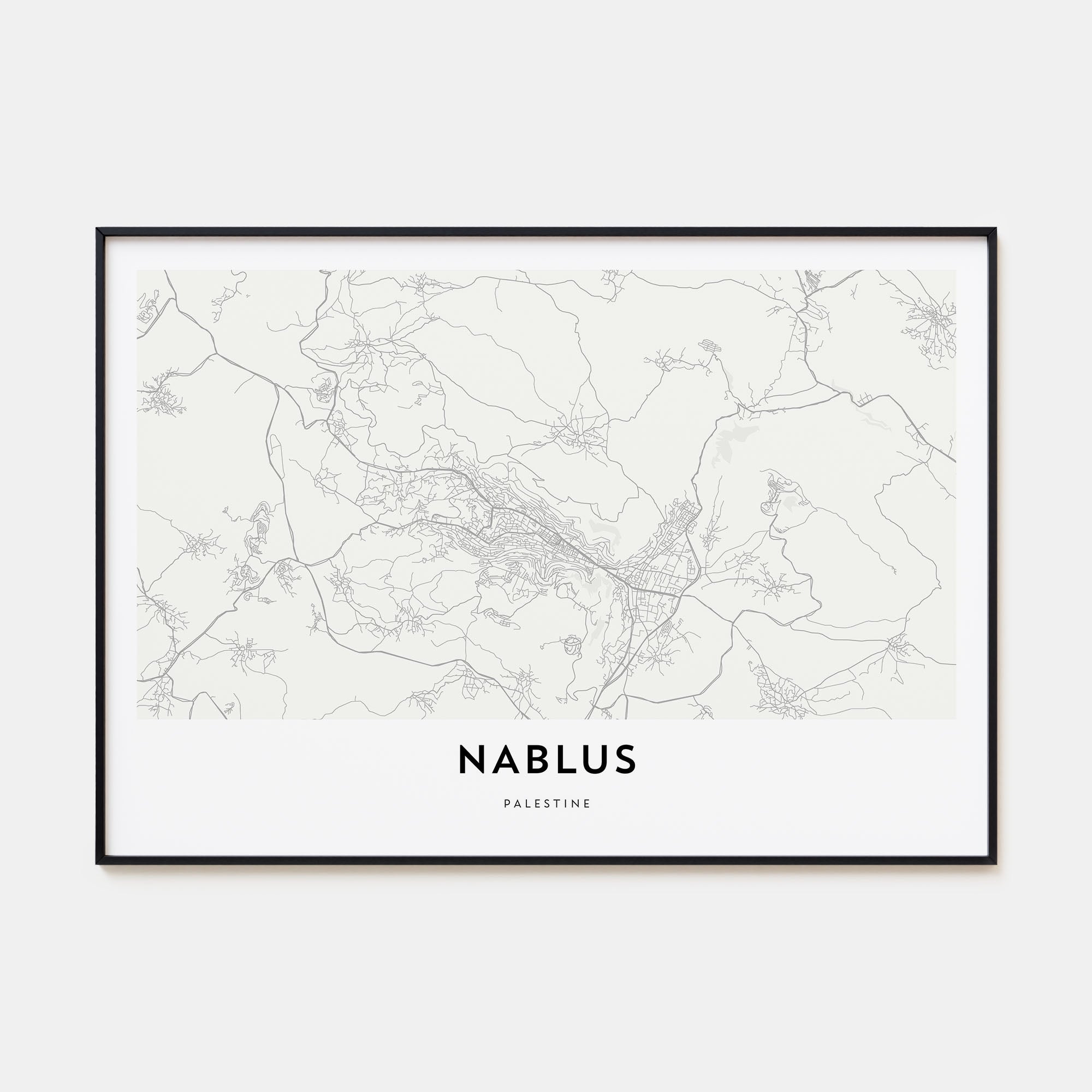 Nablus Map Landscape Poster