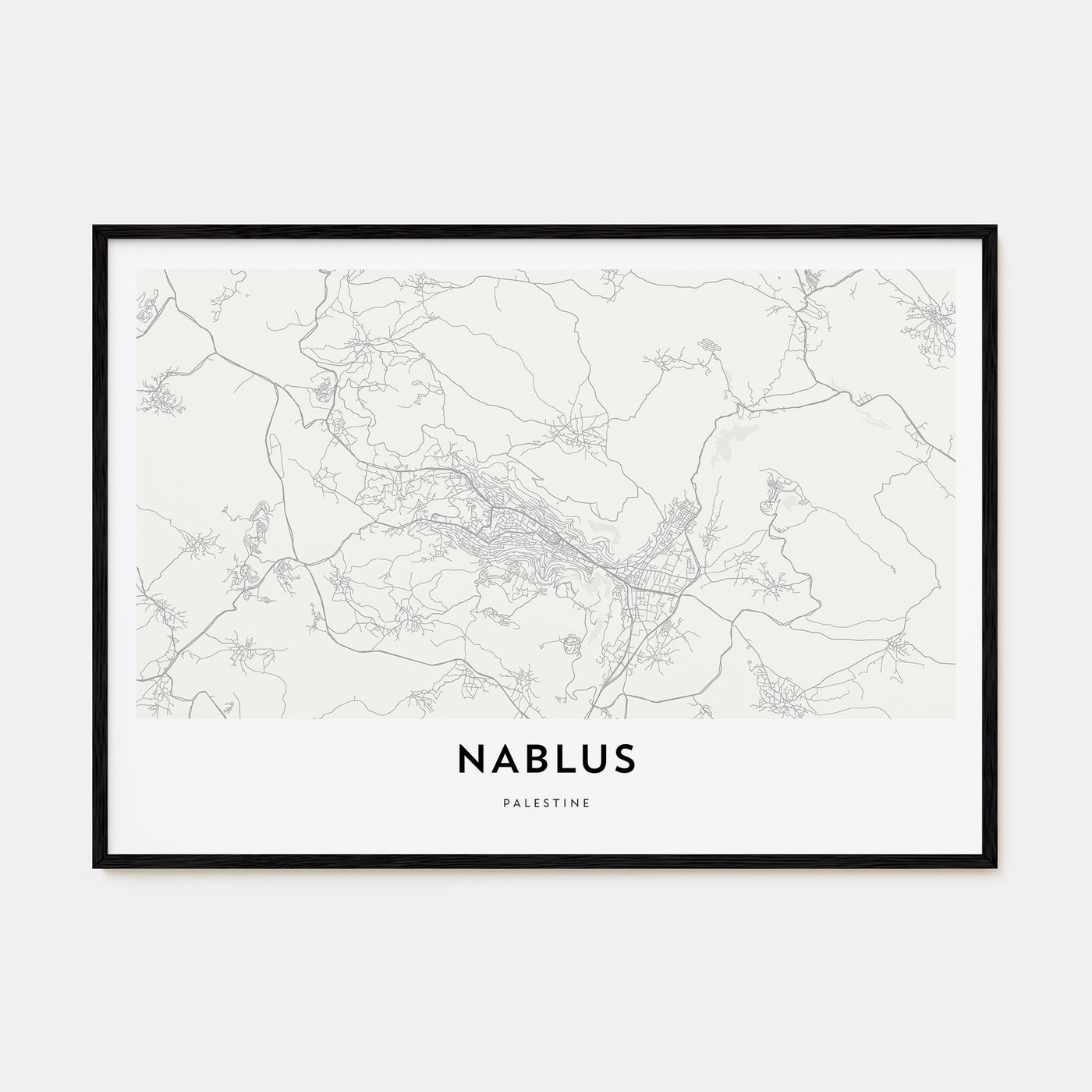 Nablus Map Landscape Poster