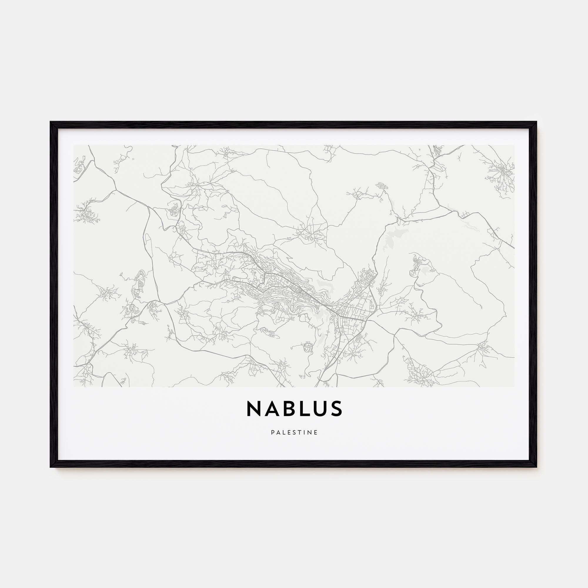Nablus Map Landscape Poster