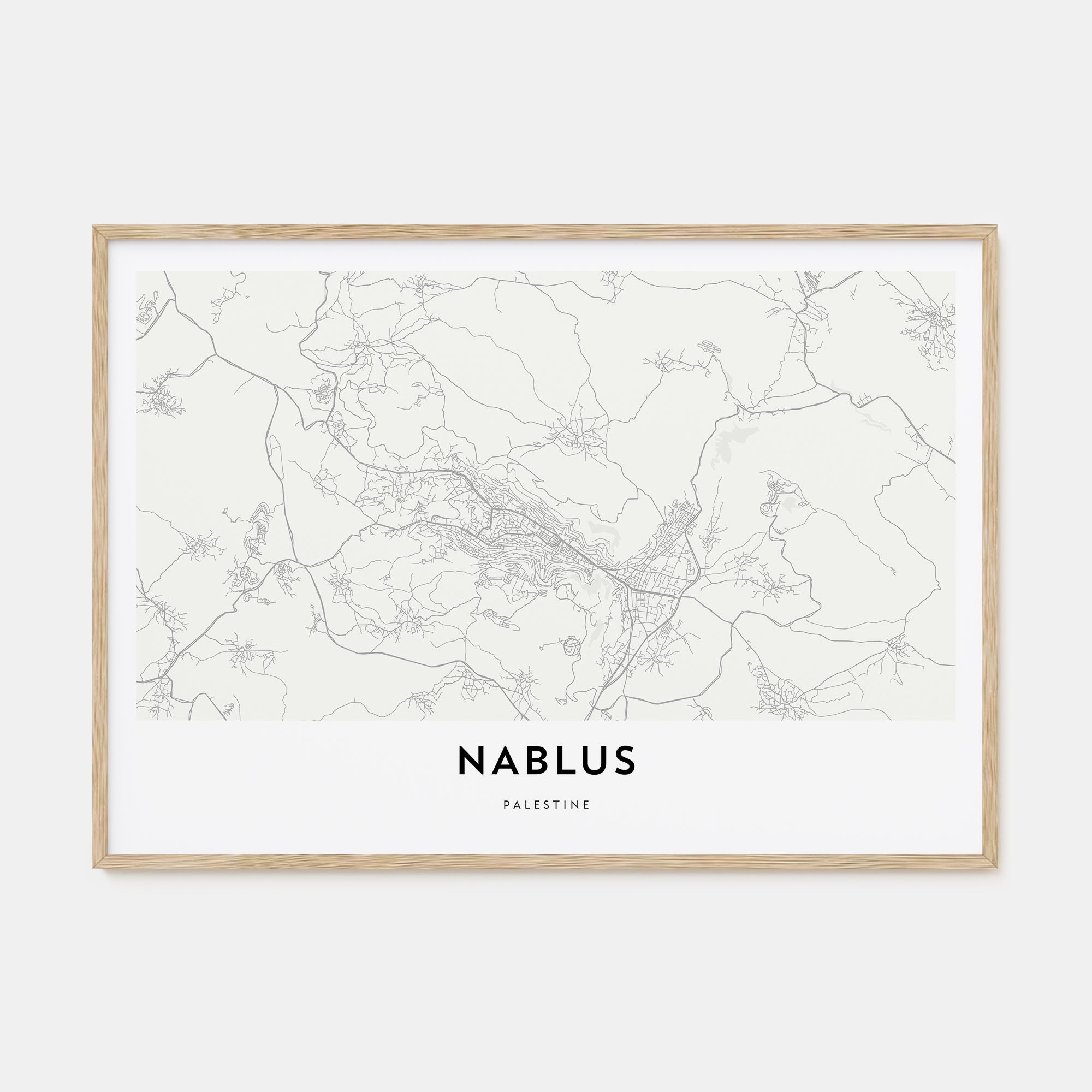 Nablus Map Landscape Poster