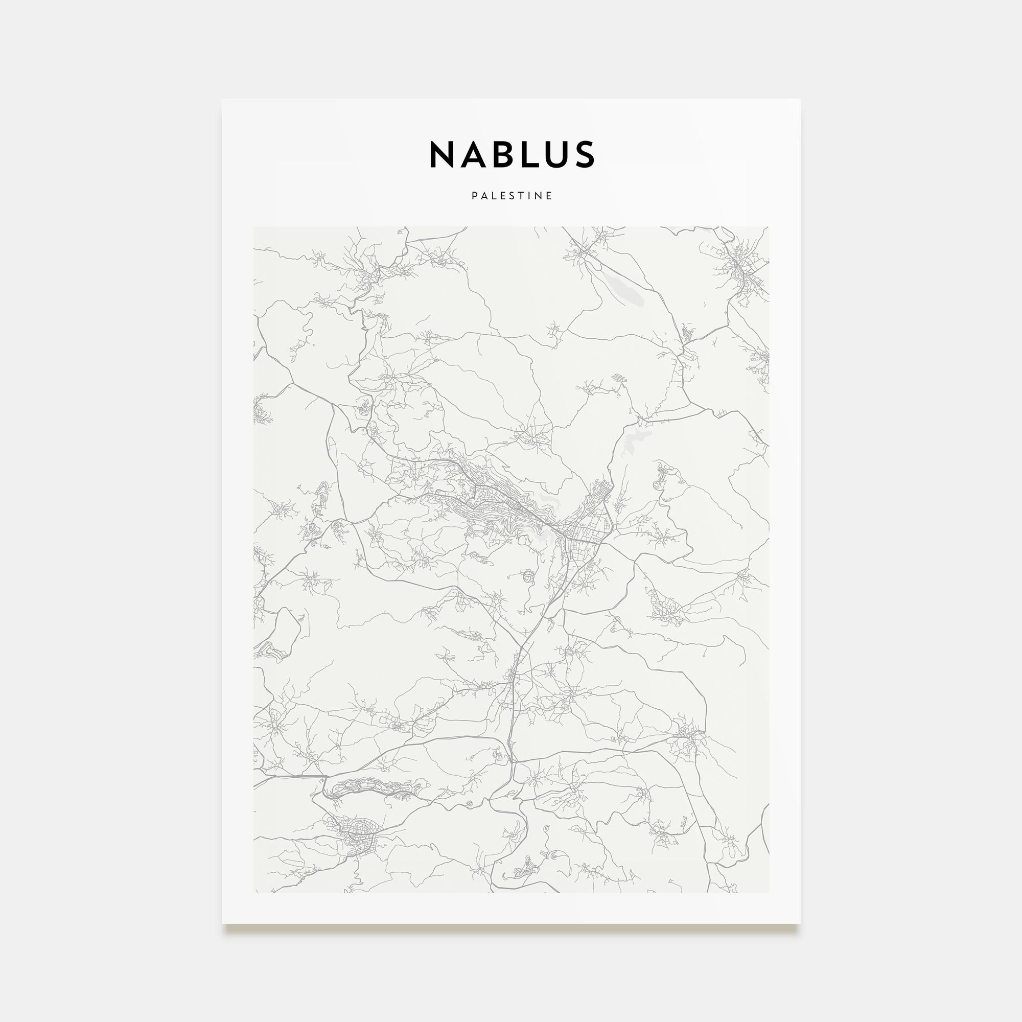 Nablus Map Portrait Poster