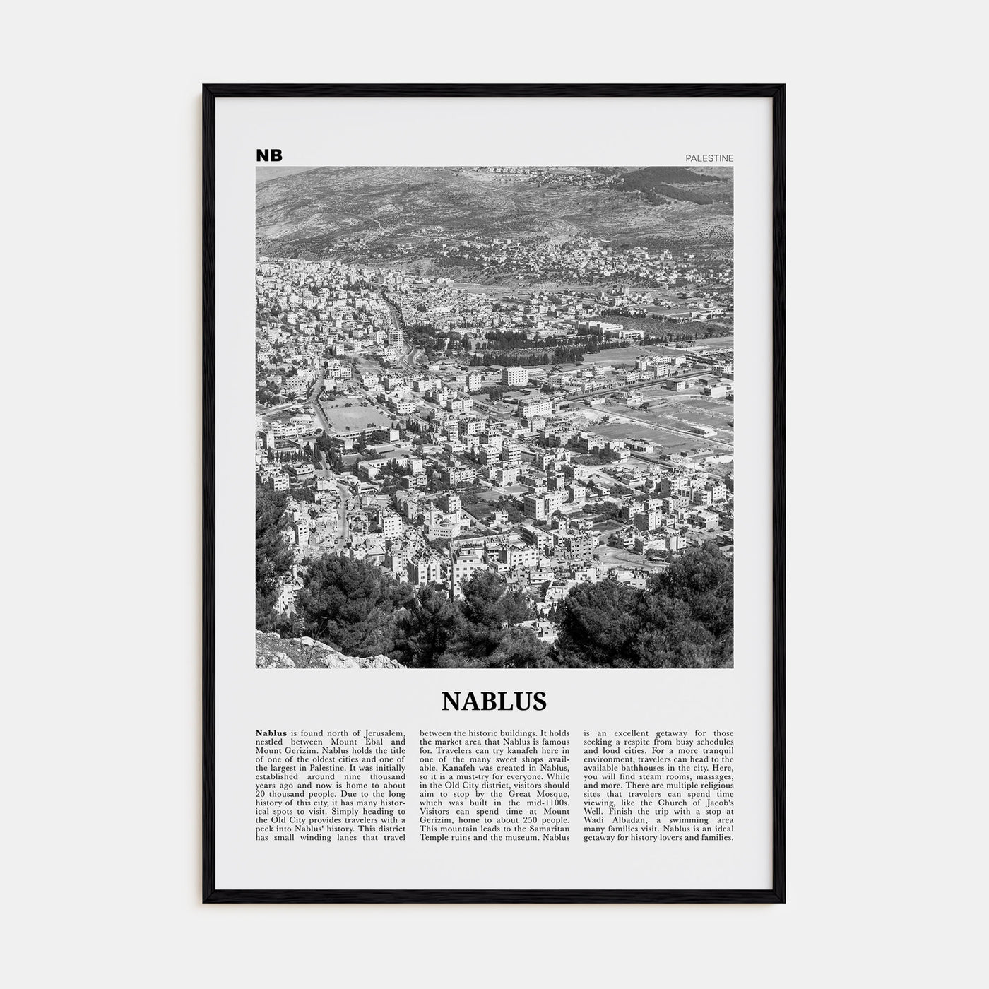 Nablus Travel B&W Poster