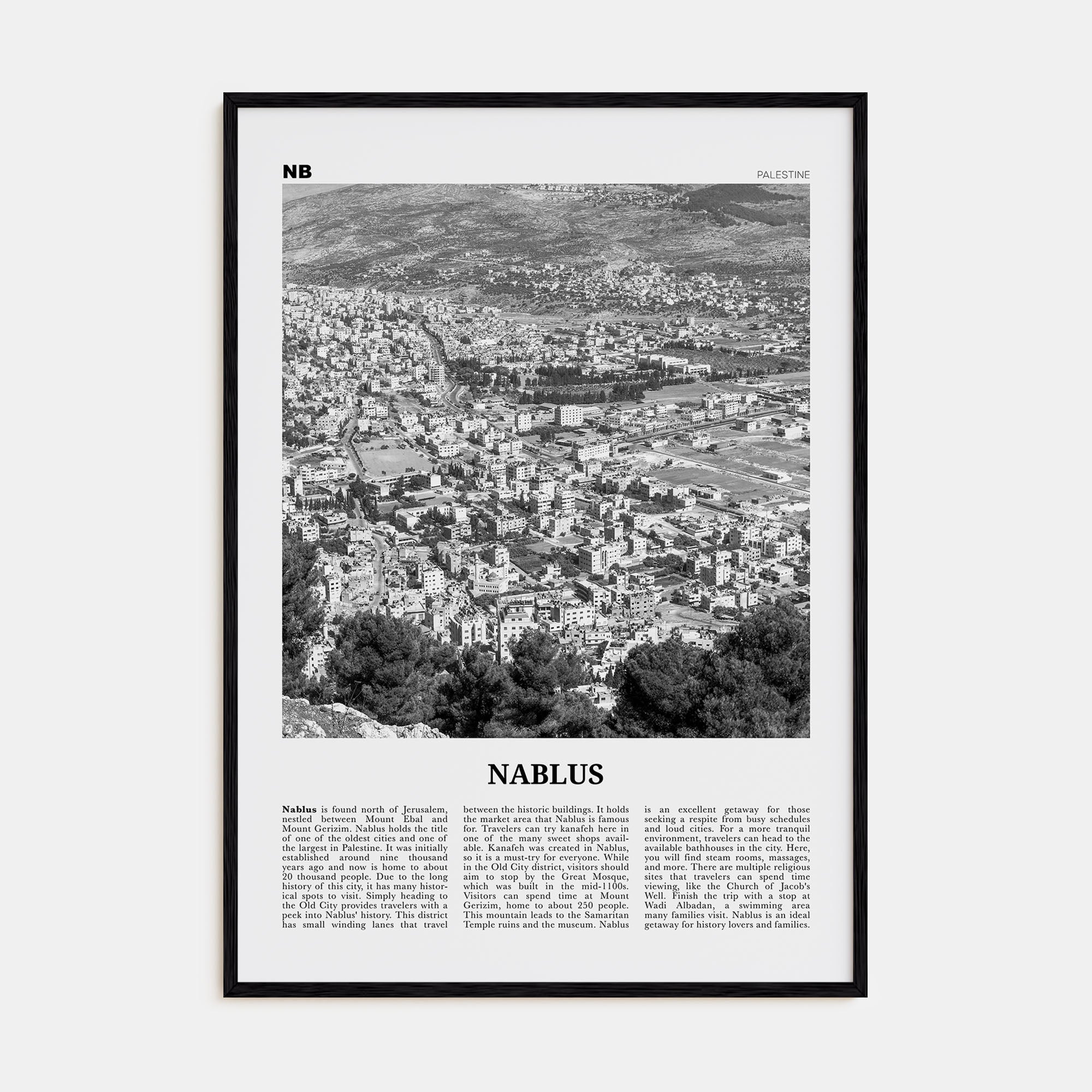 Nablus Travel B&W Poster
