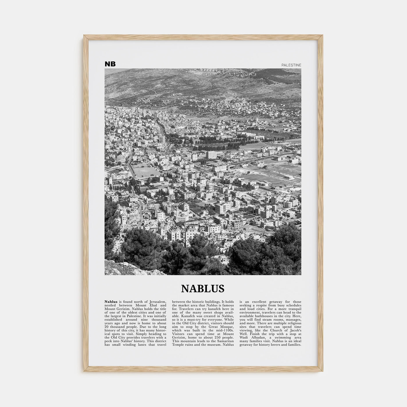 Nablus Travel B&W Poster