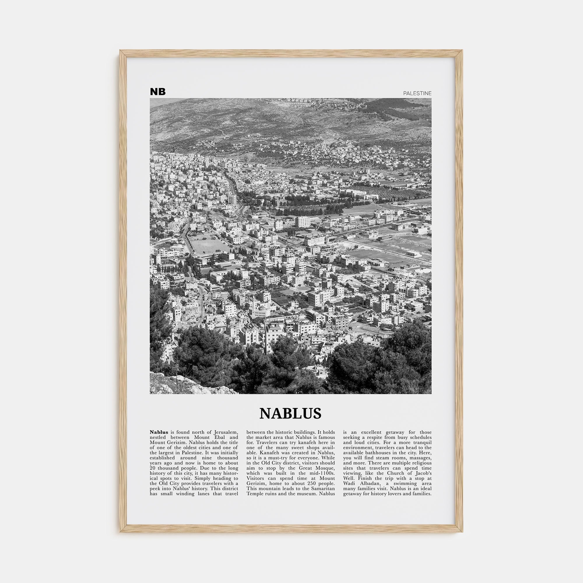 Nablus Travel B&W Poster