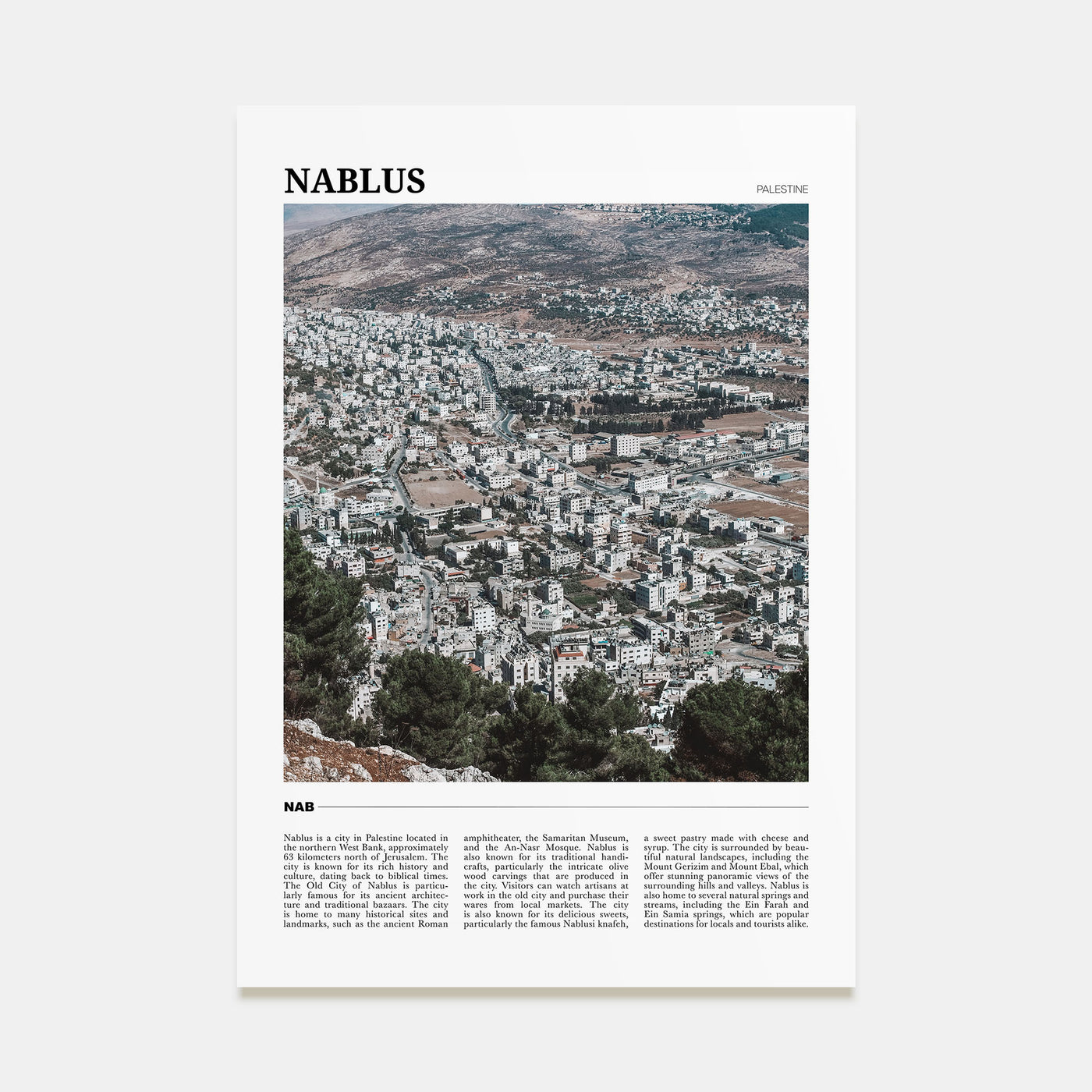 Nablus Travel Color Poster