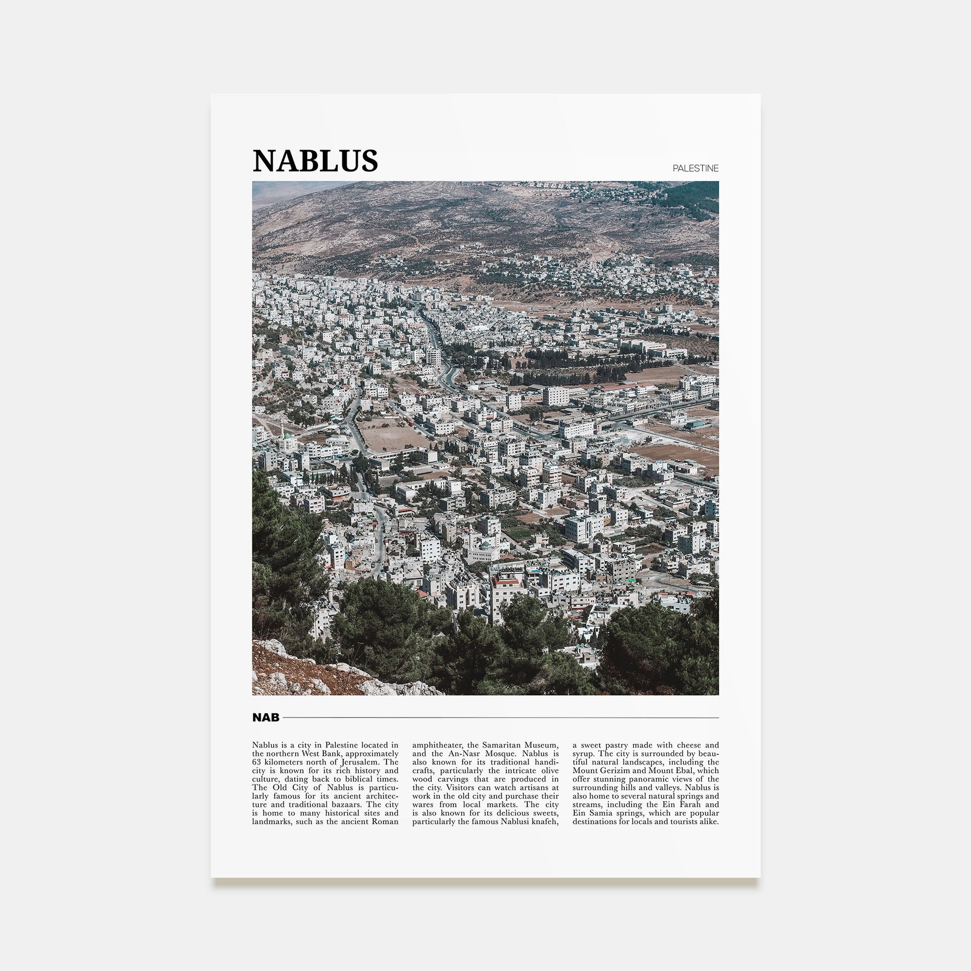 Nablus Travel Color Poster