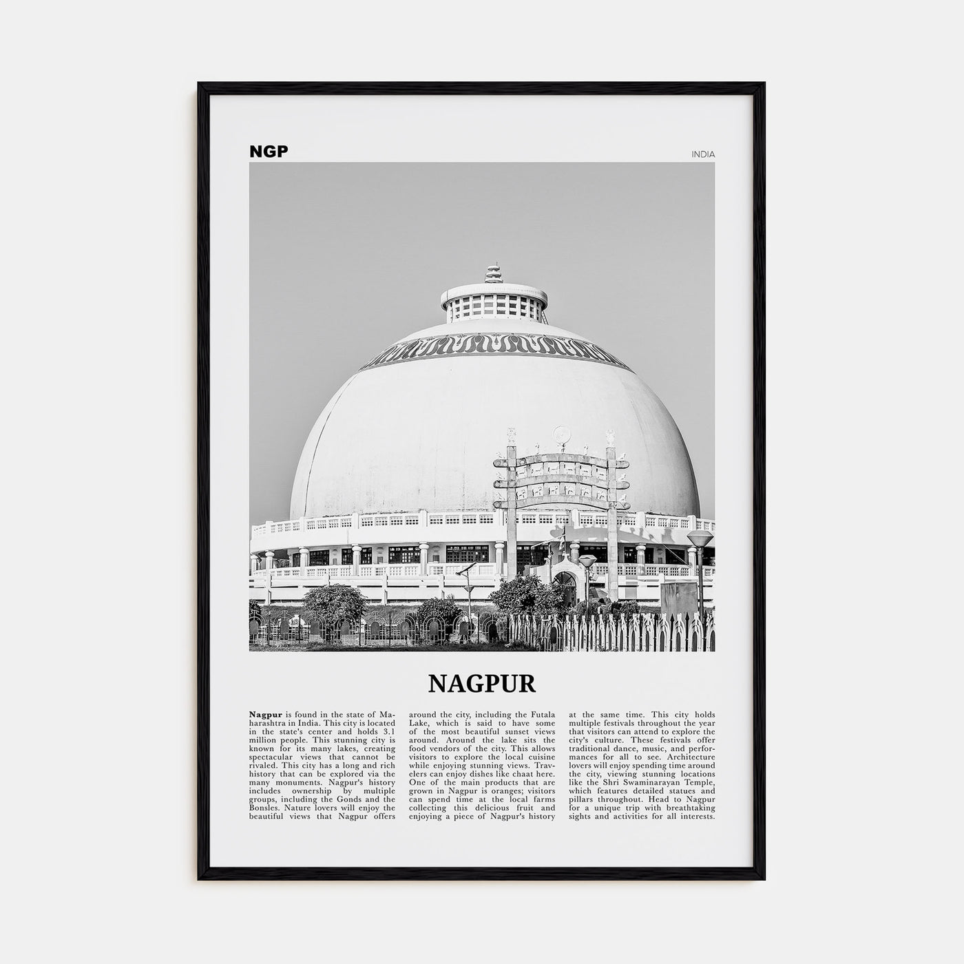 Nagpur Travel B&W Poster