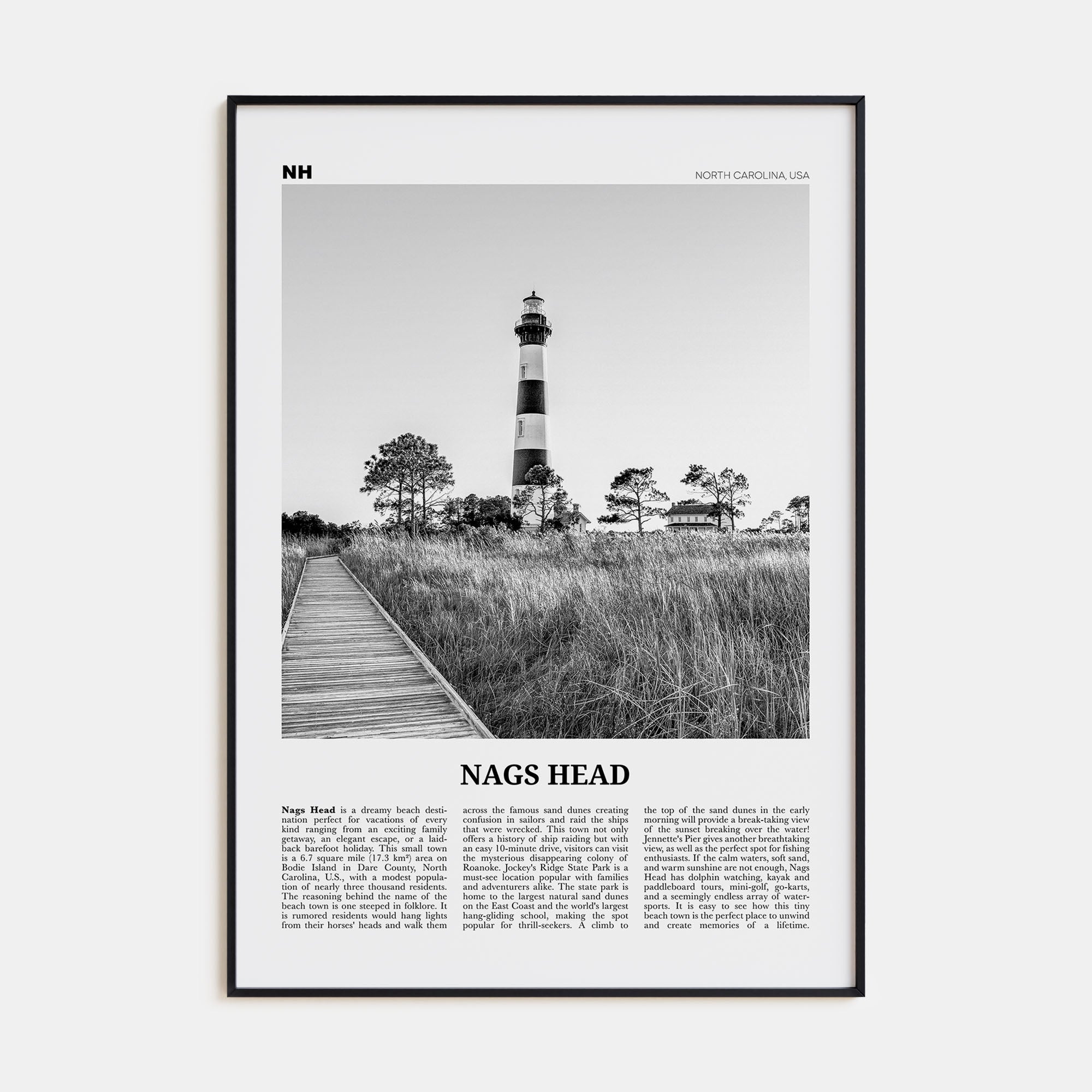 Nags Head Travel B&W Poster