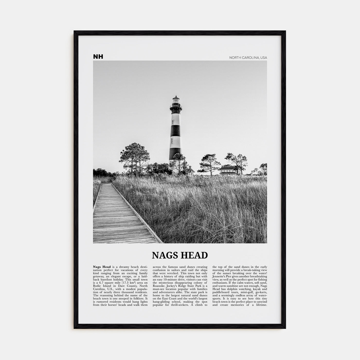 Nags Head Travel B&W Poster