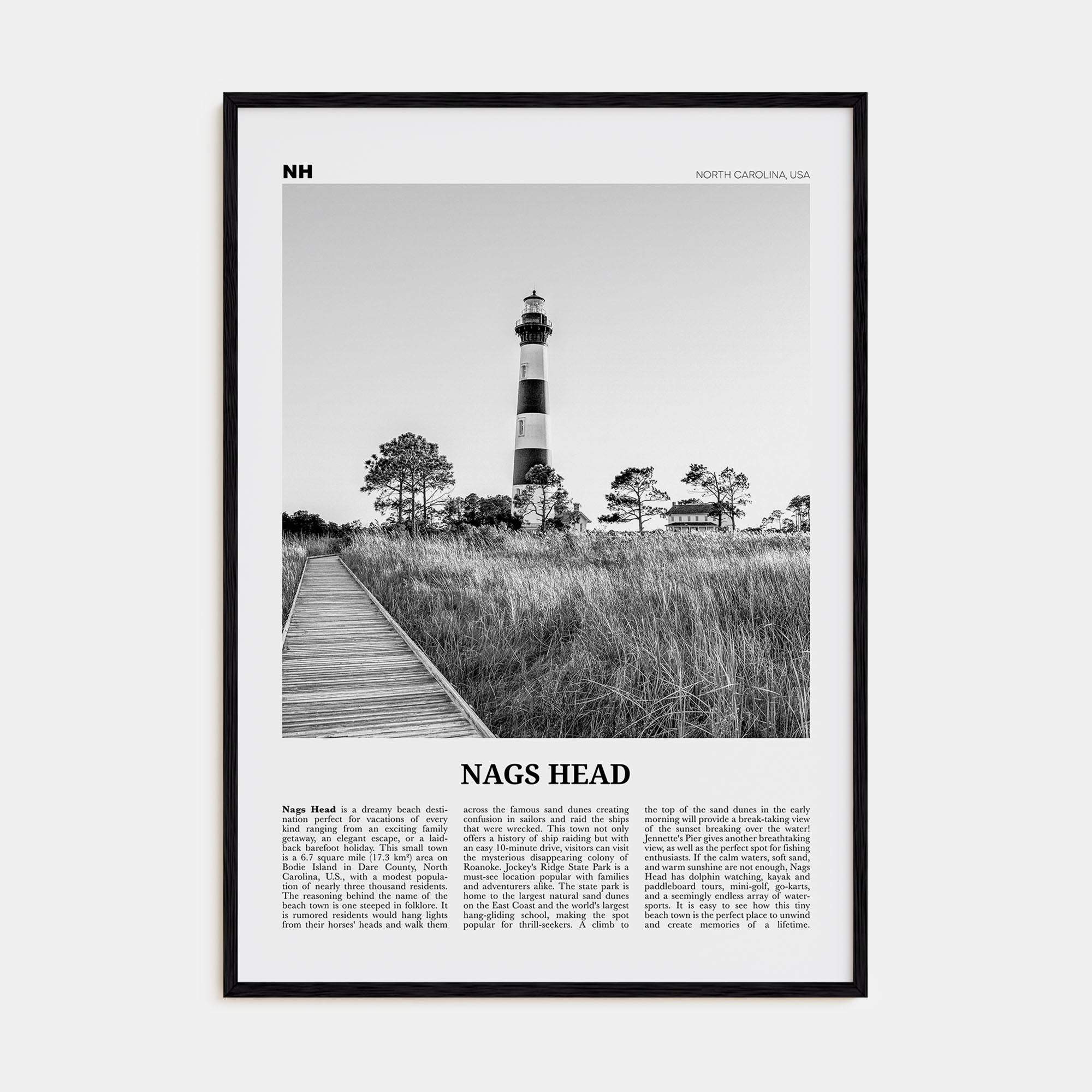 Nags Head Travel B&W Poster