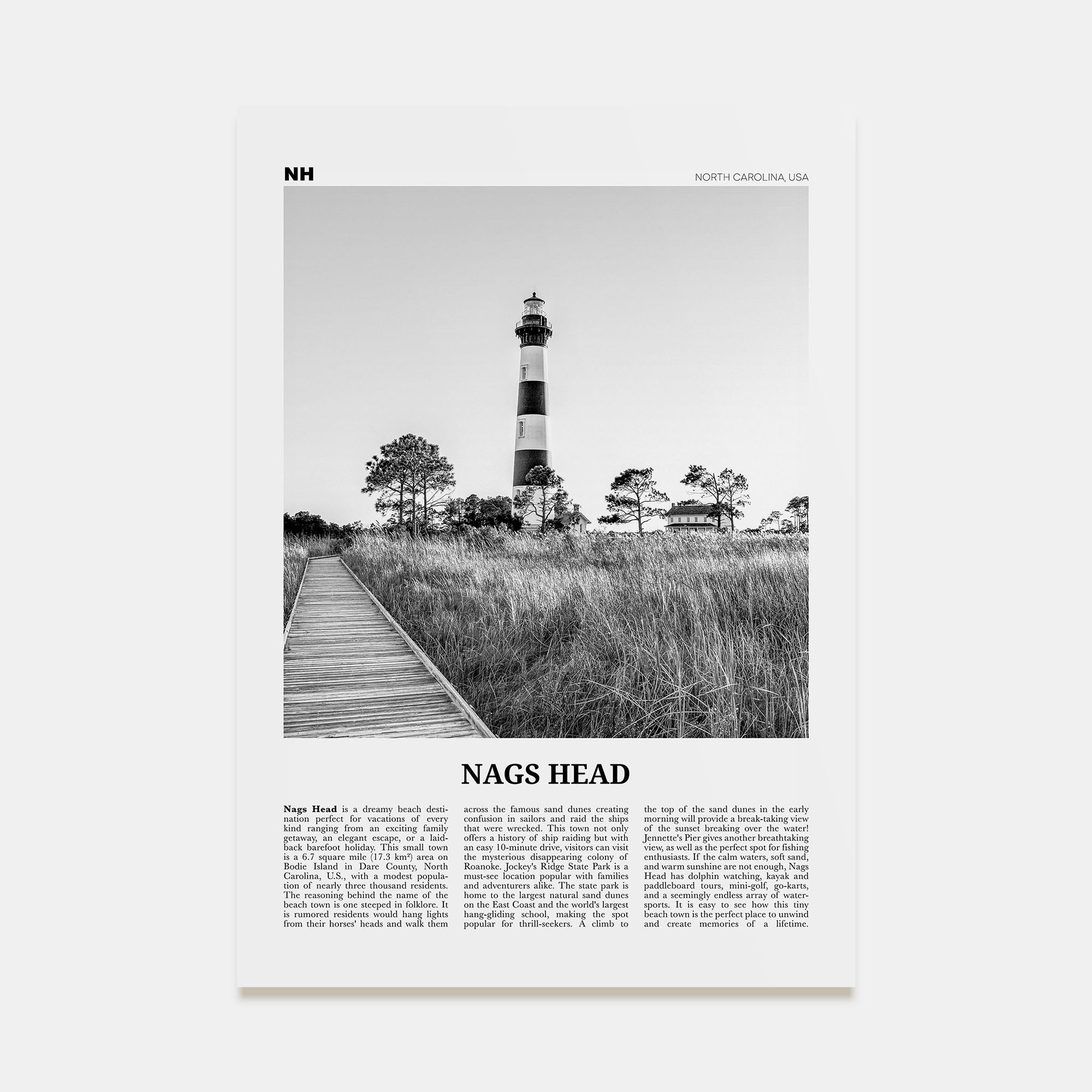 Nags Head Travel B&W Poster