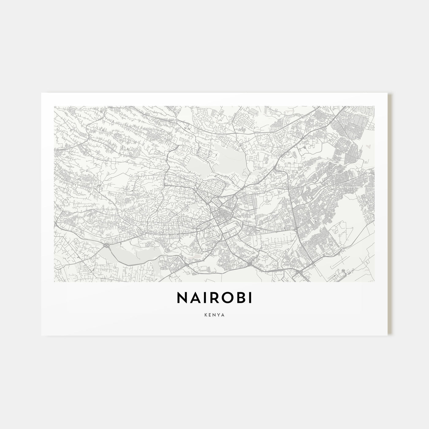 Nairobi Map Landscape Poster