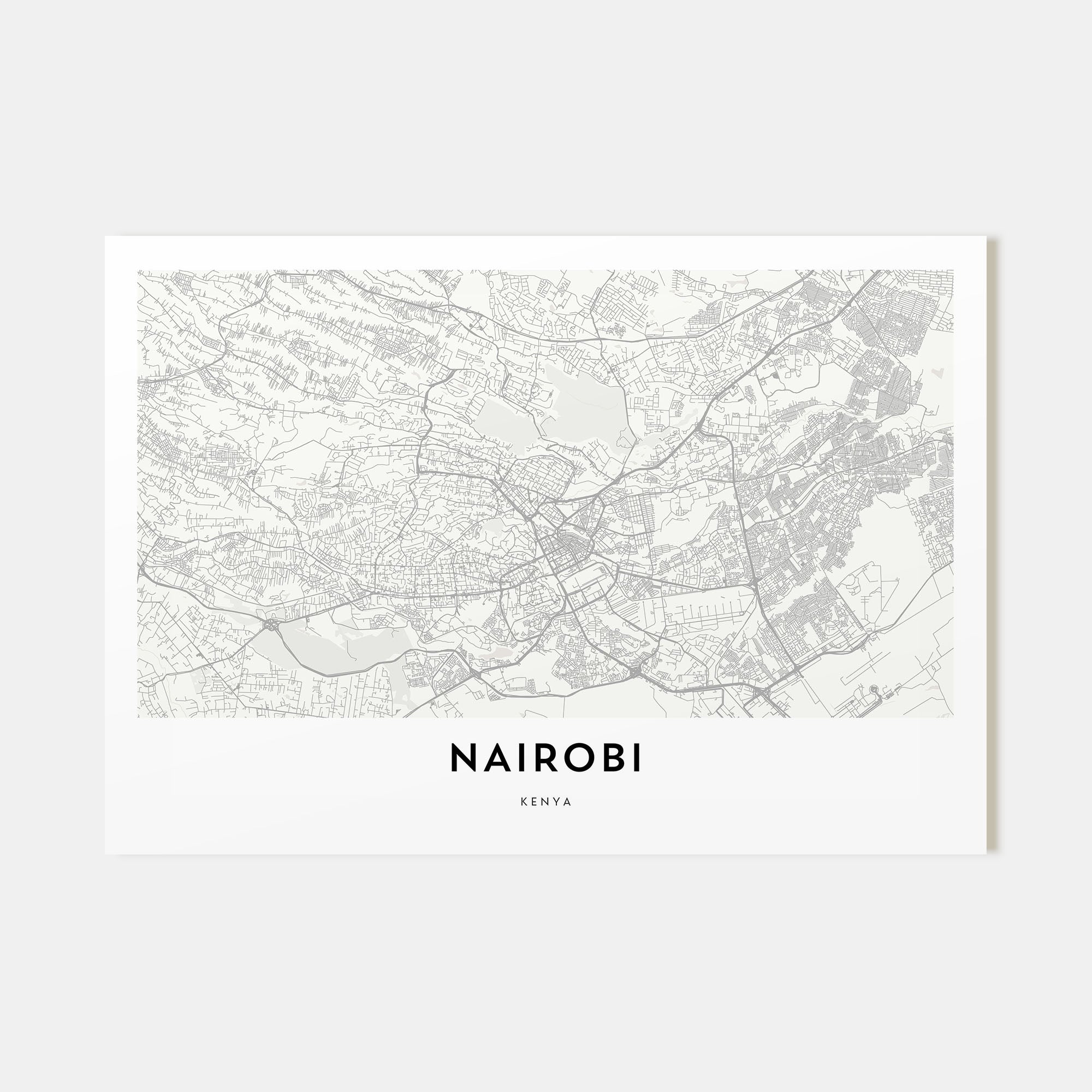 Nairobi Map Landscape Poster