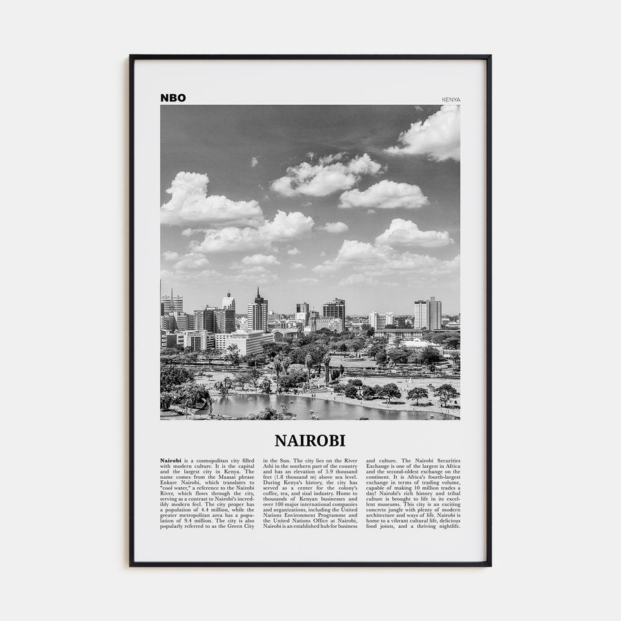 Nairobi Travel B&W No 1 Poster
