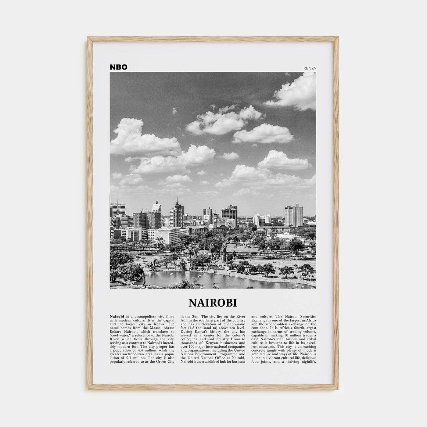 Nairobi Travel B&W No 1 Poster