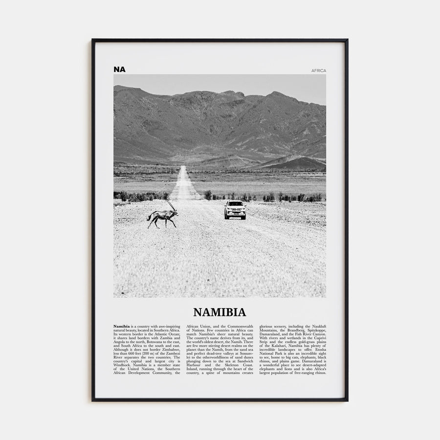 Namibia Travel B&W Poster