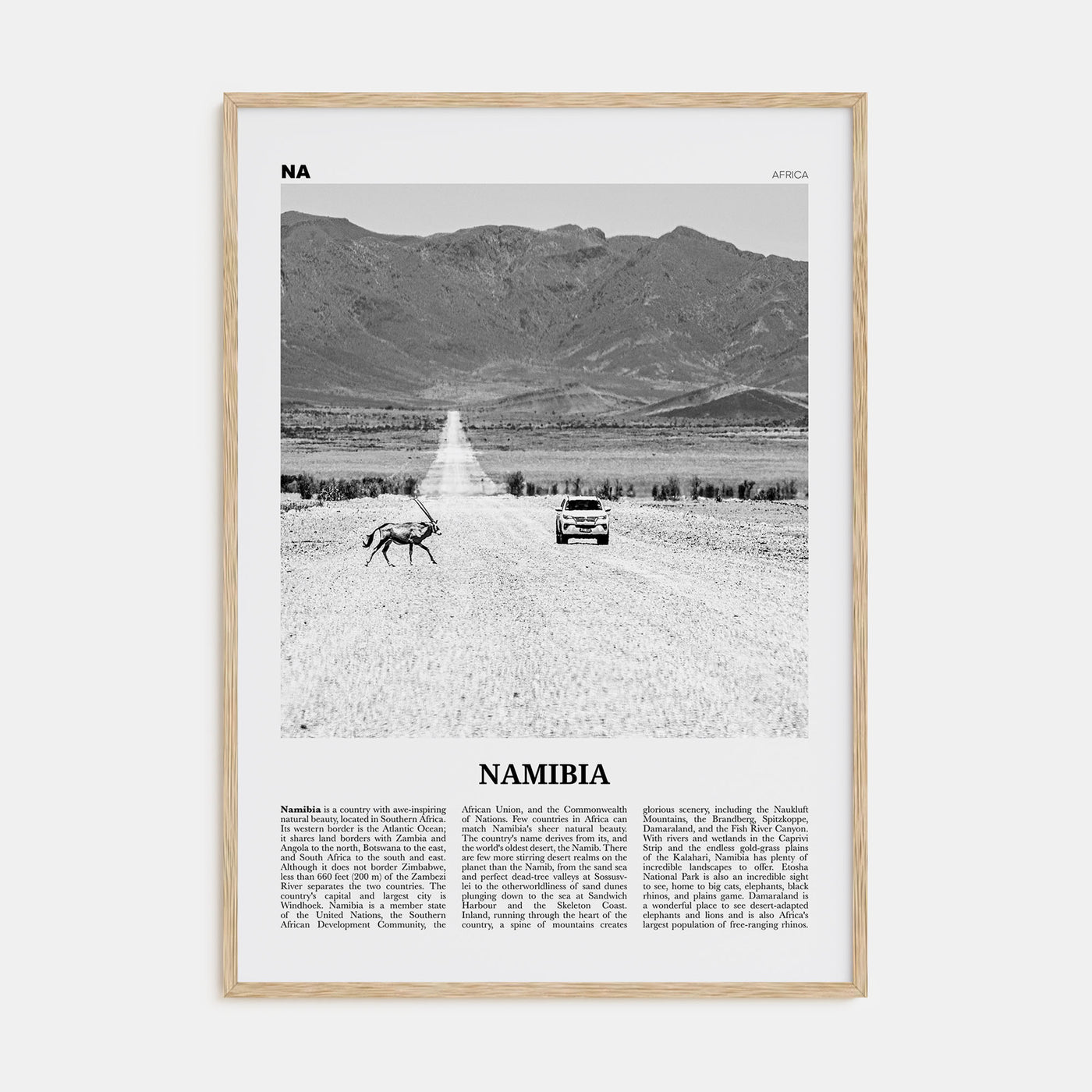 Namibia Travel B&W Poster