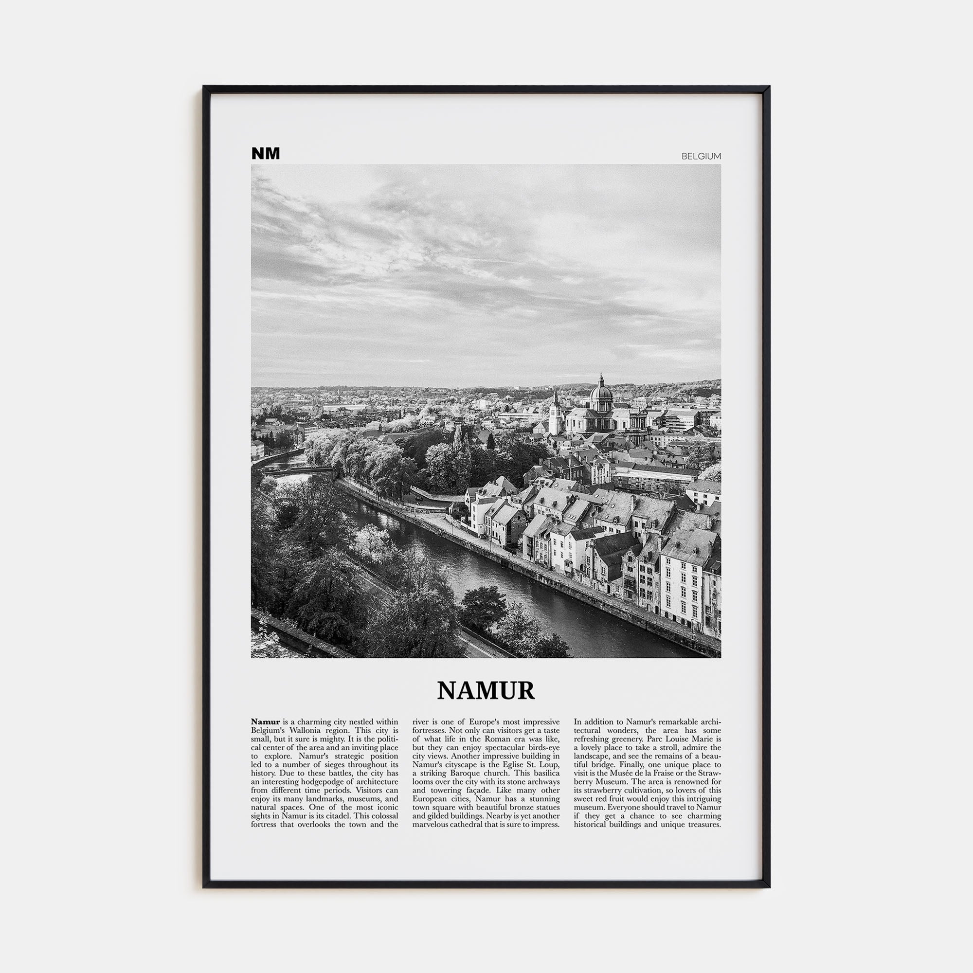 Namur Travel B&W Poster