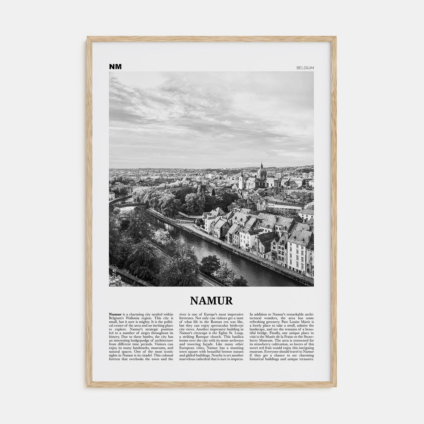 Namur Travel B&W Poster