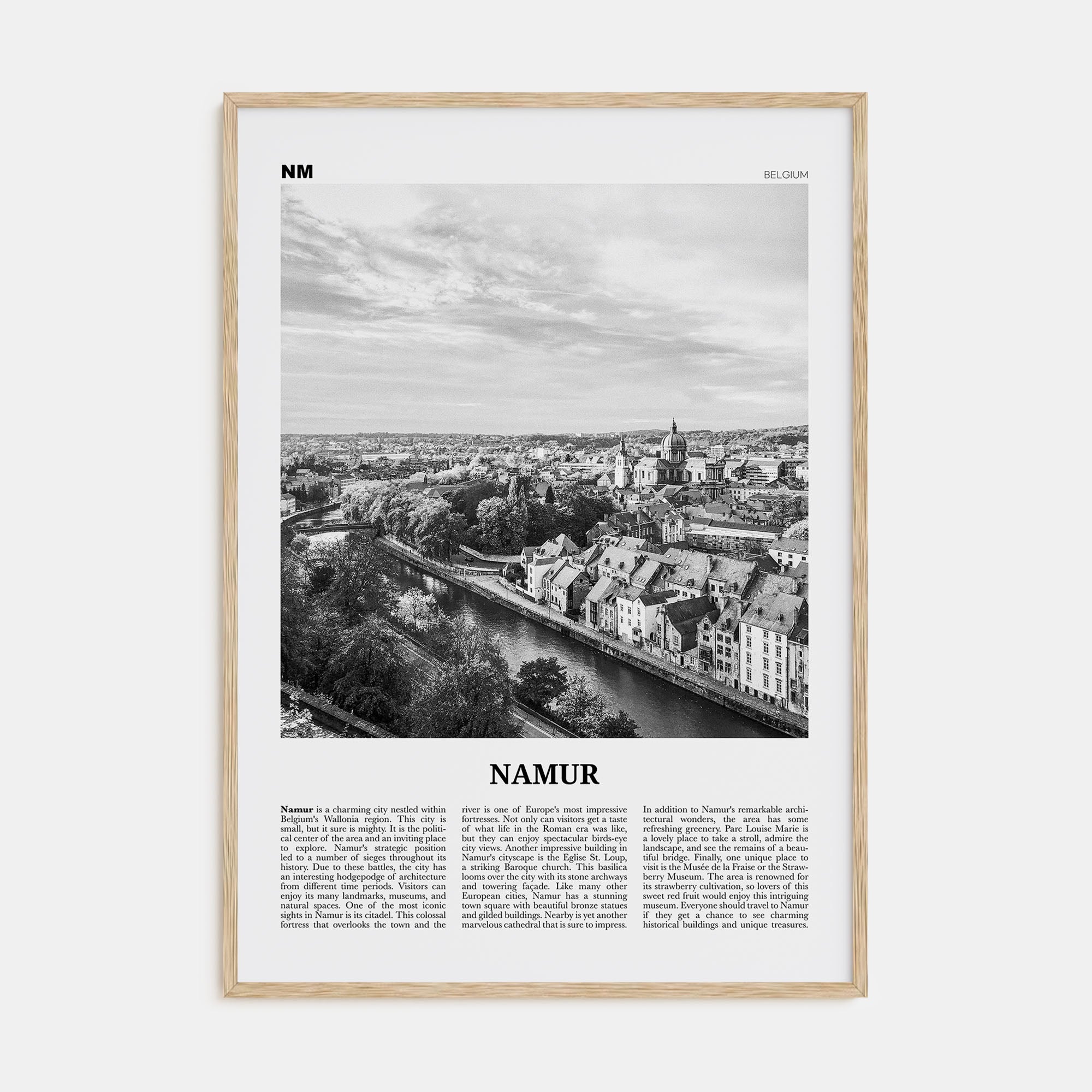 Namur Travel B&W Poster