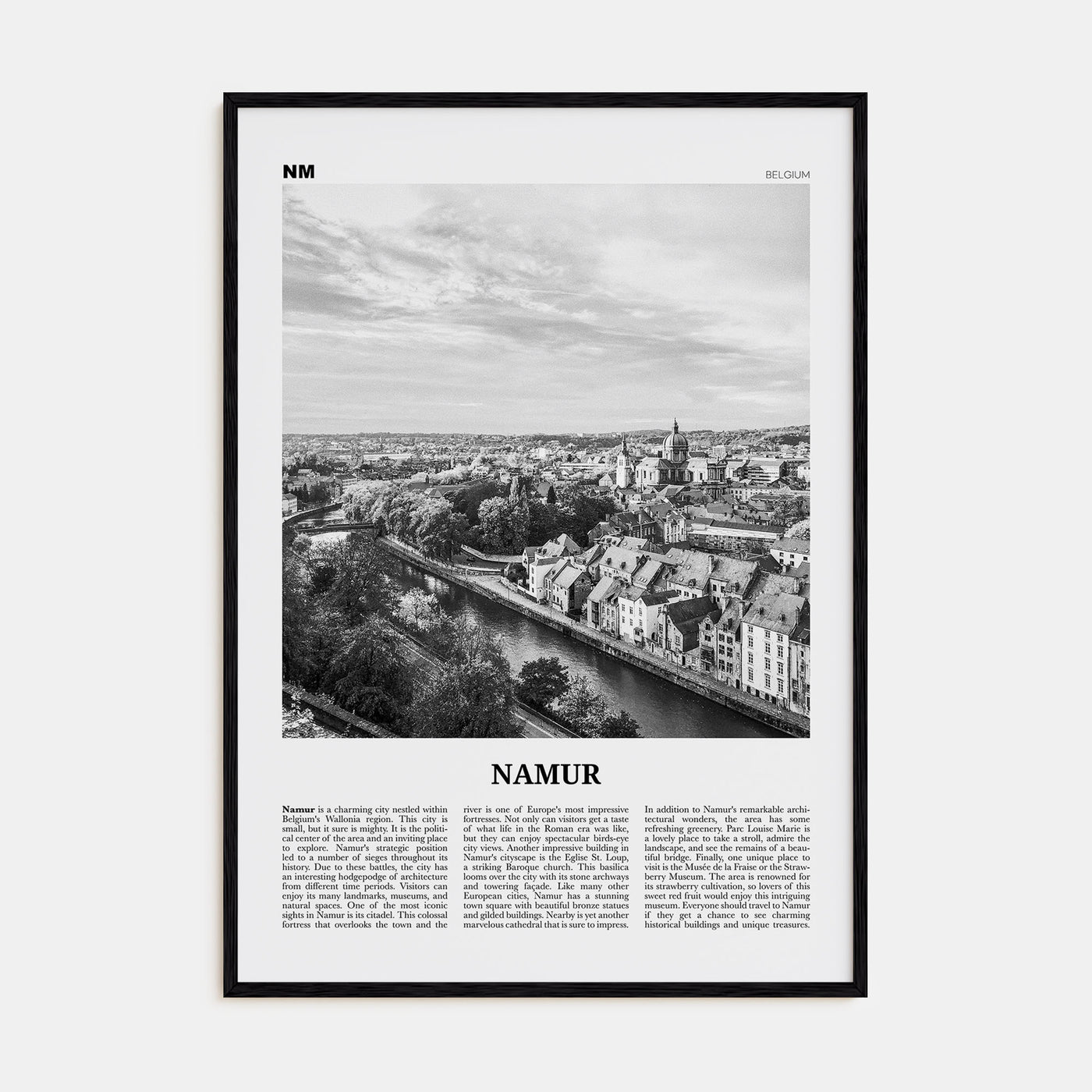 Namur Travel B&W Poster