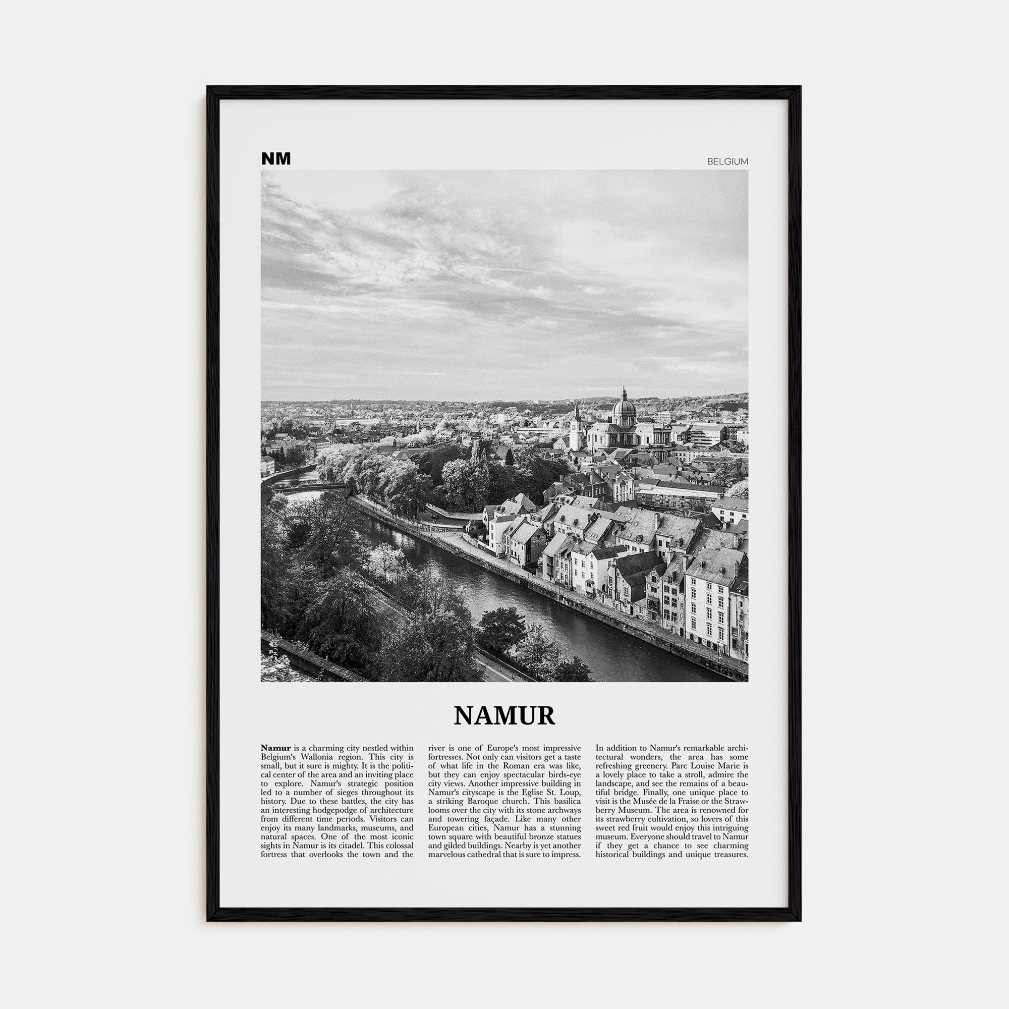 Namur Travel B&W Poster