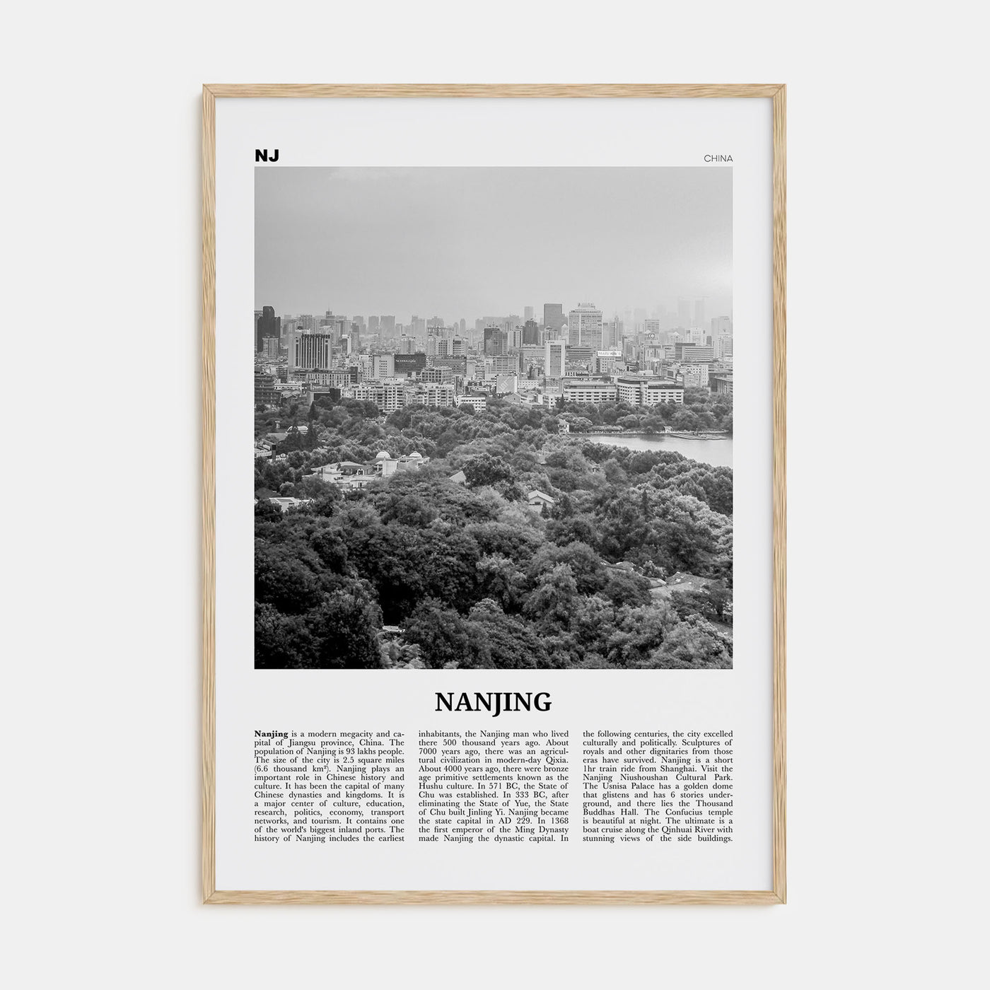 Nanjing Travel B&W Poster