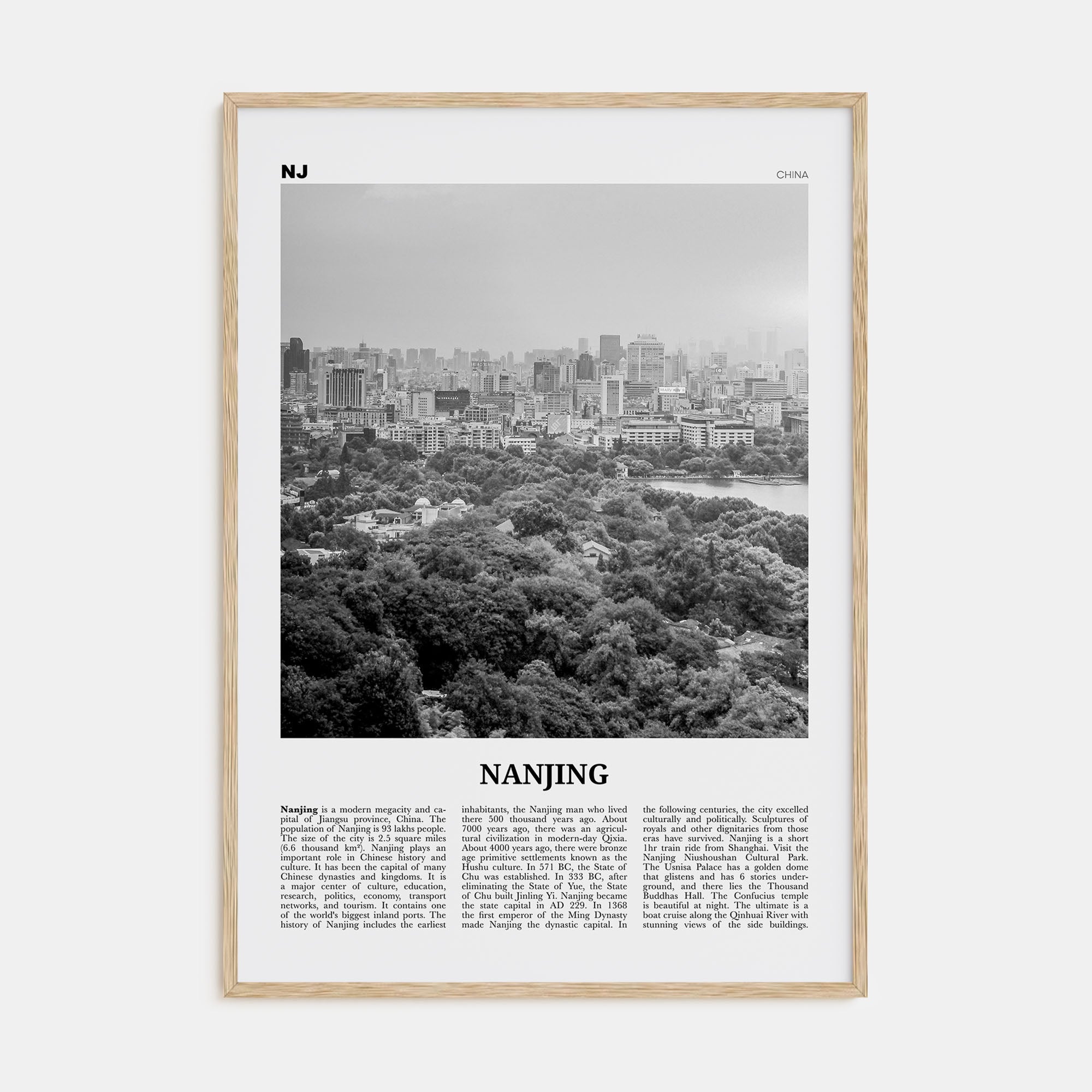 Nanjing Travel B&W Poster