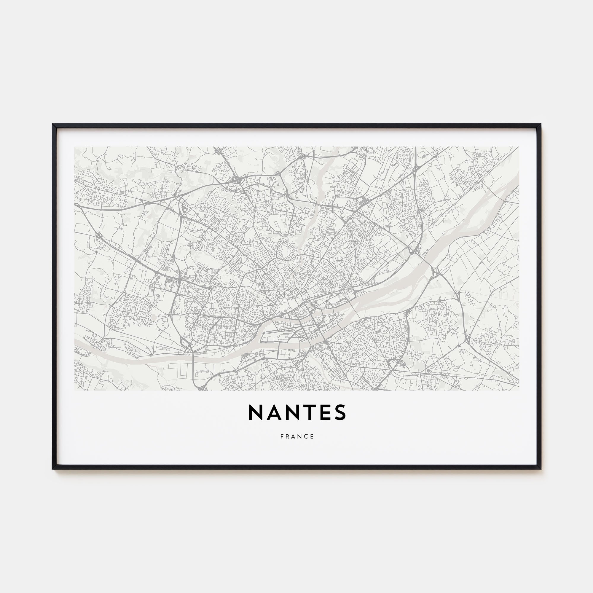 Nantes Map Landscape Poster