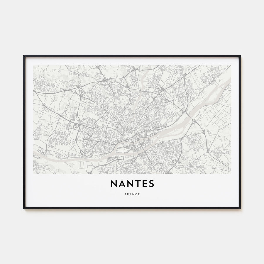 Nantes Map Landscape Poster
