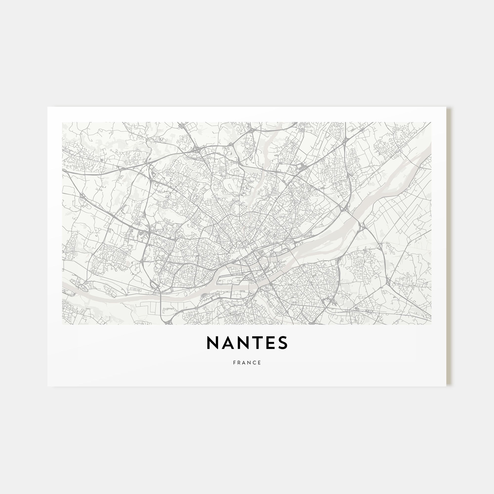 Nantes Map Landscape Poster
