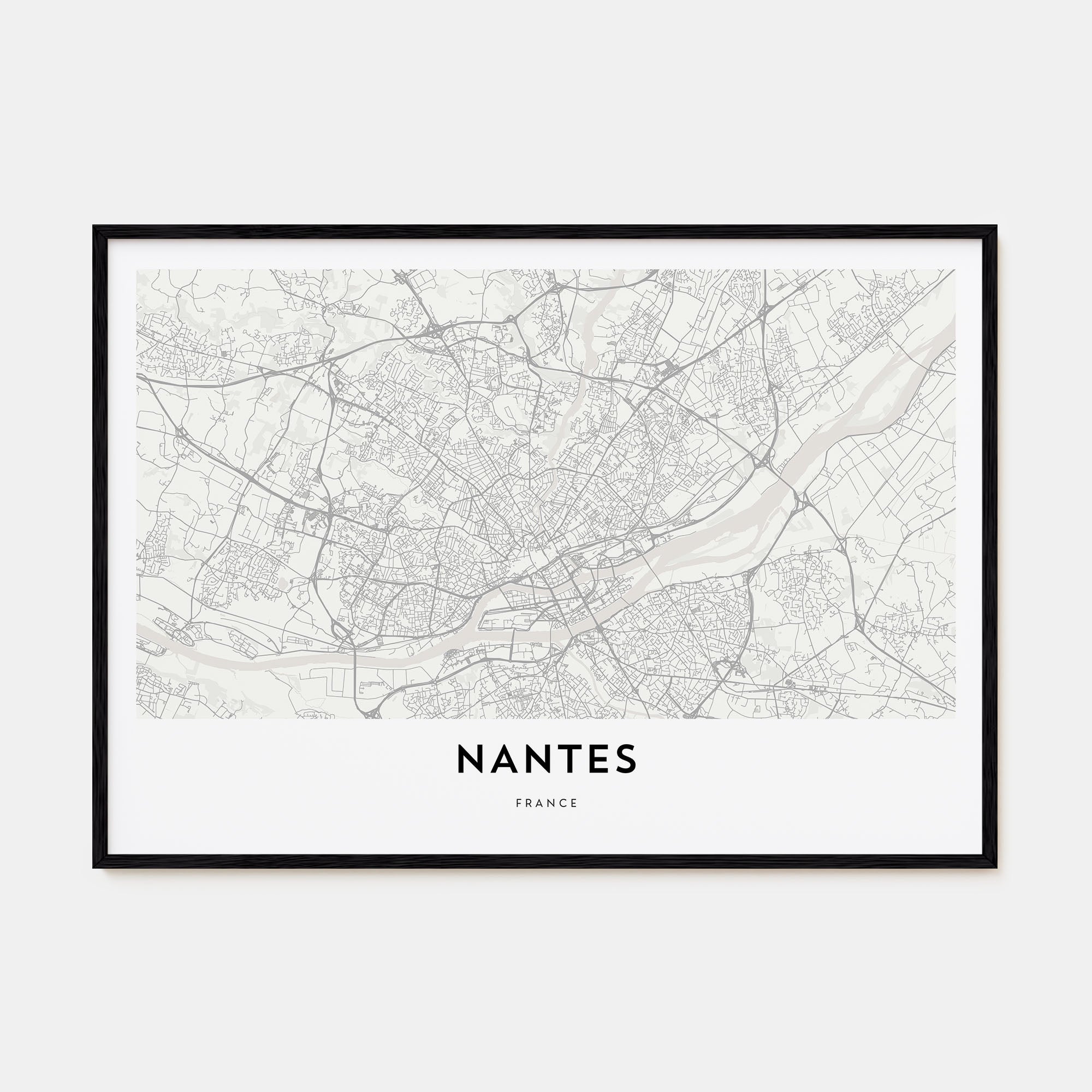 Nantes Map Landscape Poster