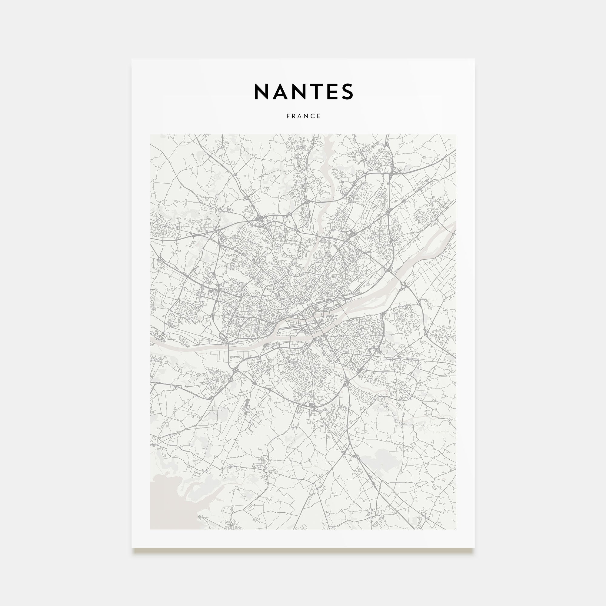 Nantes Map Portrait Poster