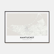 Nantucket Map Landscape Poster