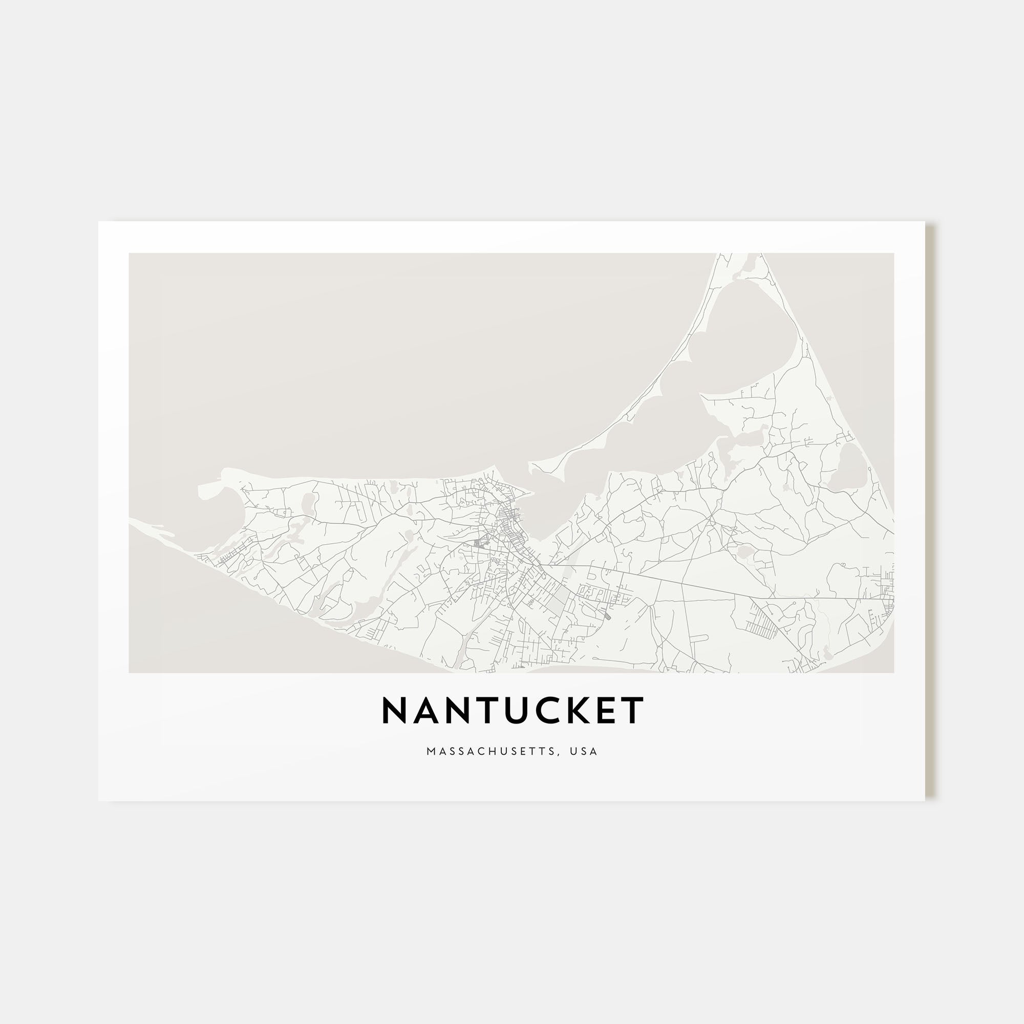 Nantucket Map Landscape Poster