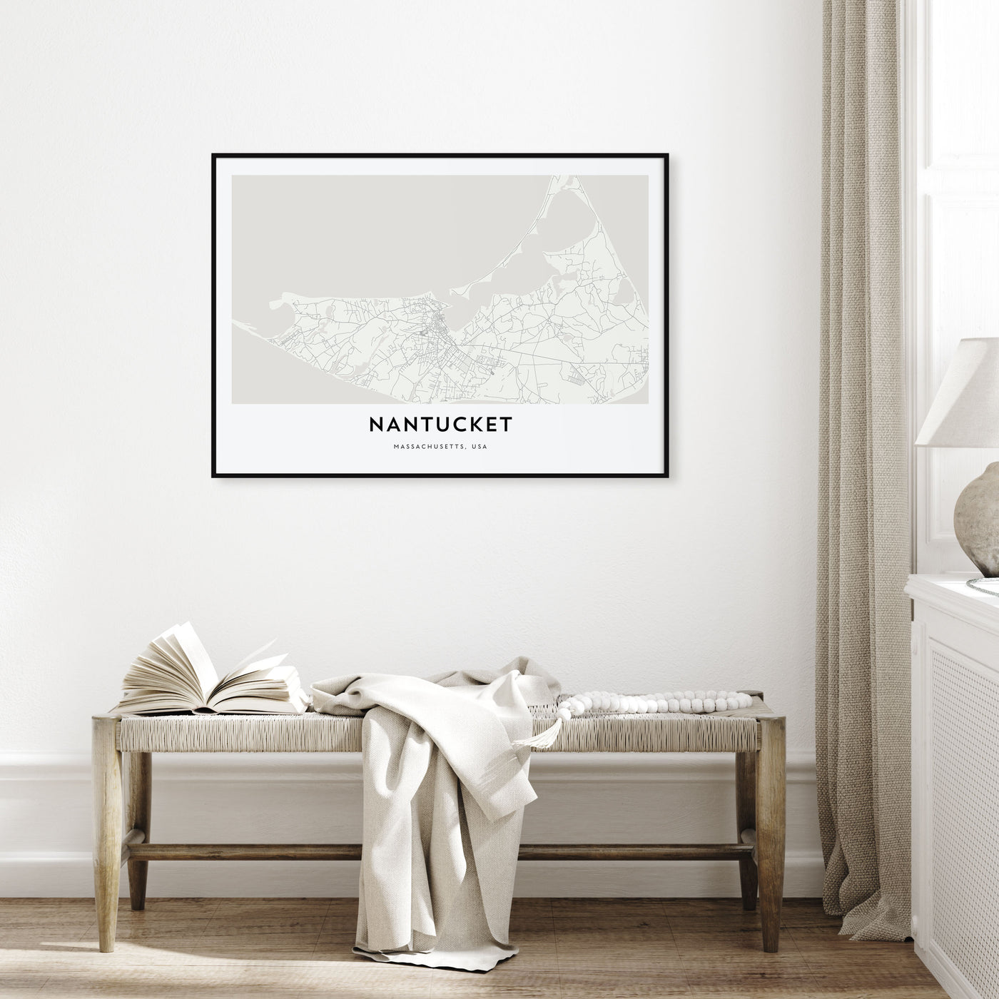 Nantucket Map Landscape Poster