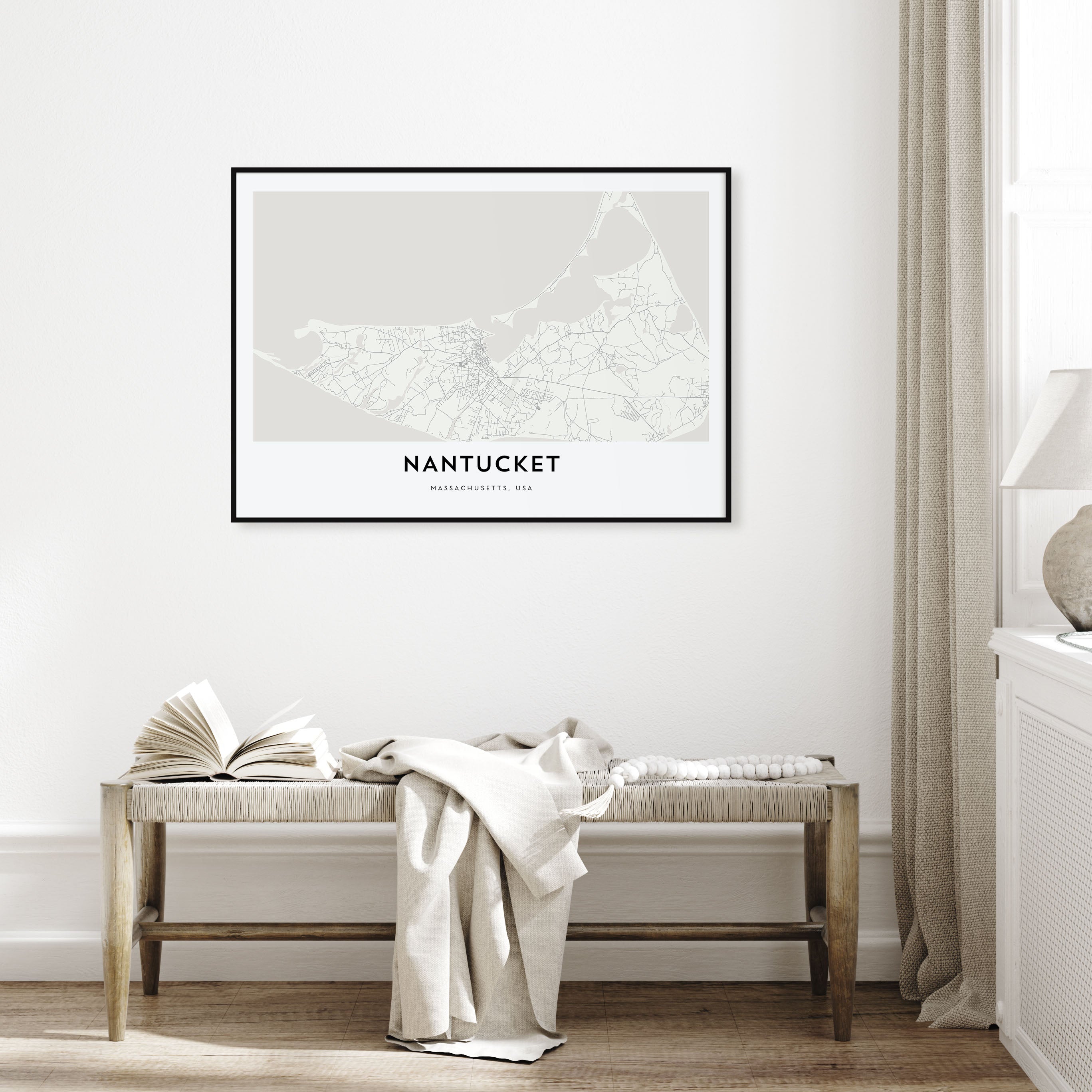 Nantucket Map Landscape Poster
