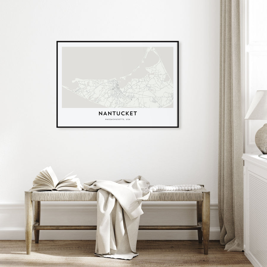 Nantucket Map Landscape Poster