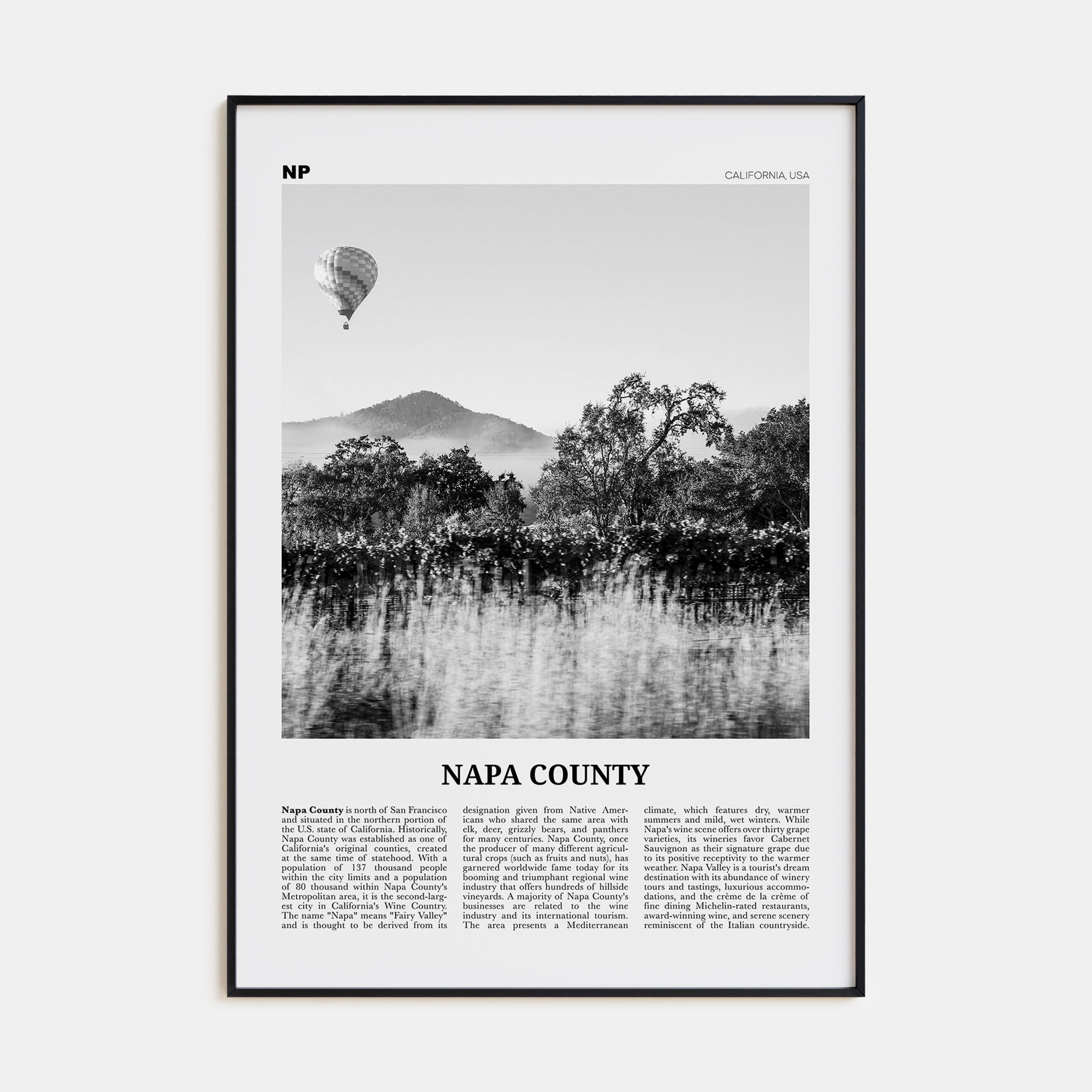 Napa County Travel B&W Poster